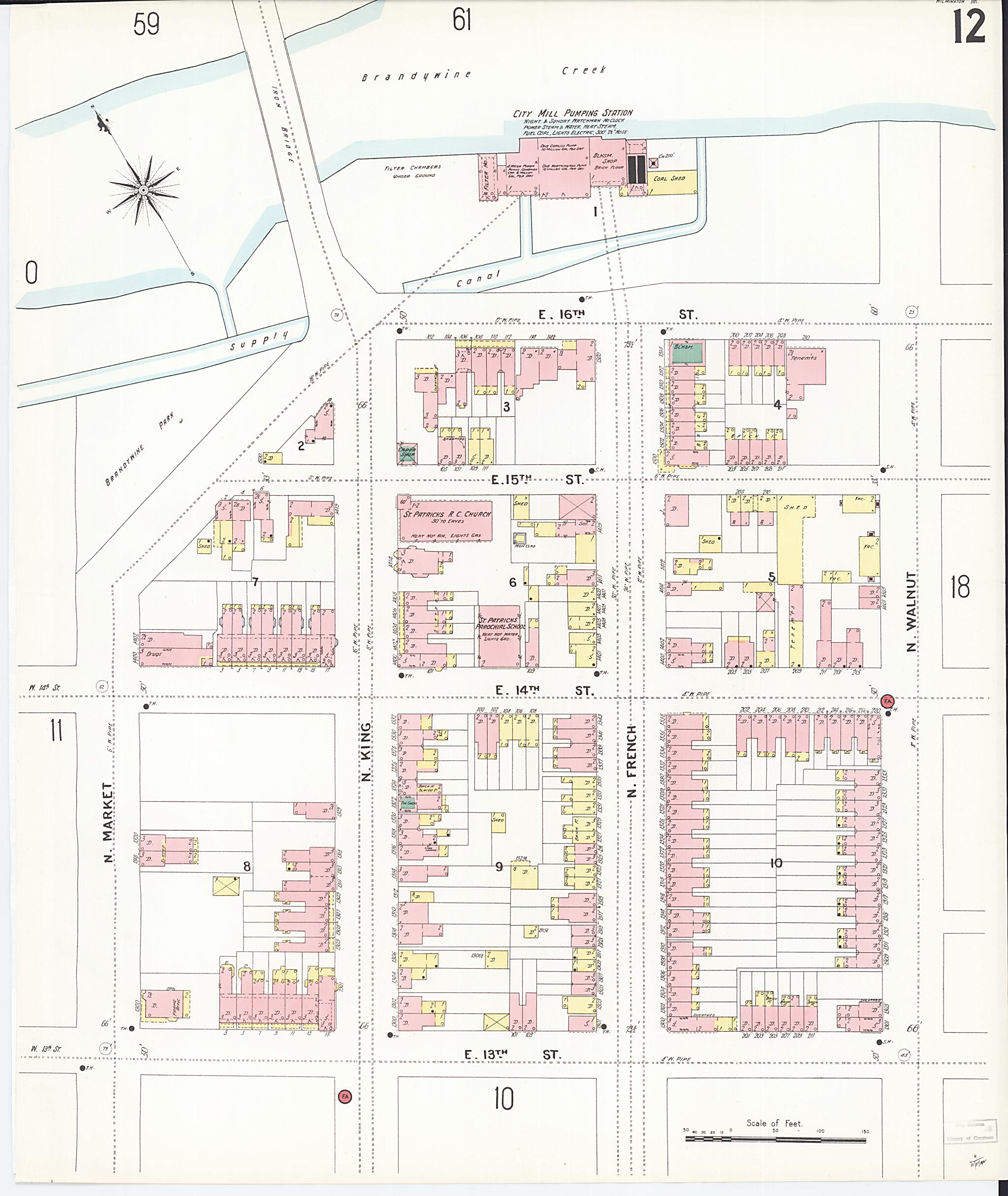 This old map of Wilmington, New Castle County, Delaware was created by Sanborn Map Company in 1901