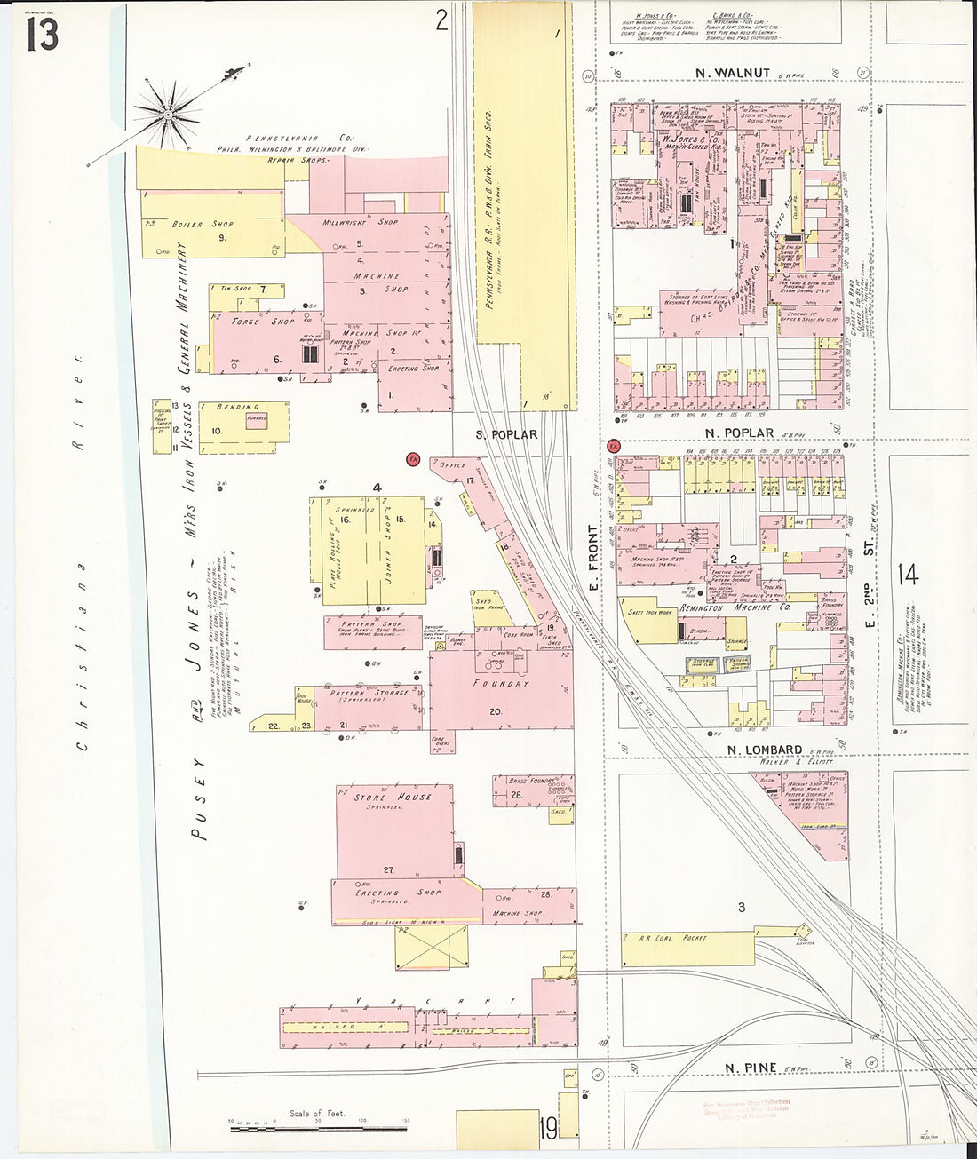 This old map of Wilmington, New Castle County, Delaware was created by Sanborn Map Company in 1901