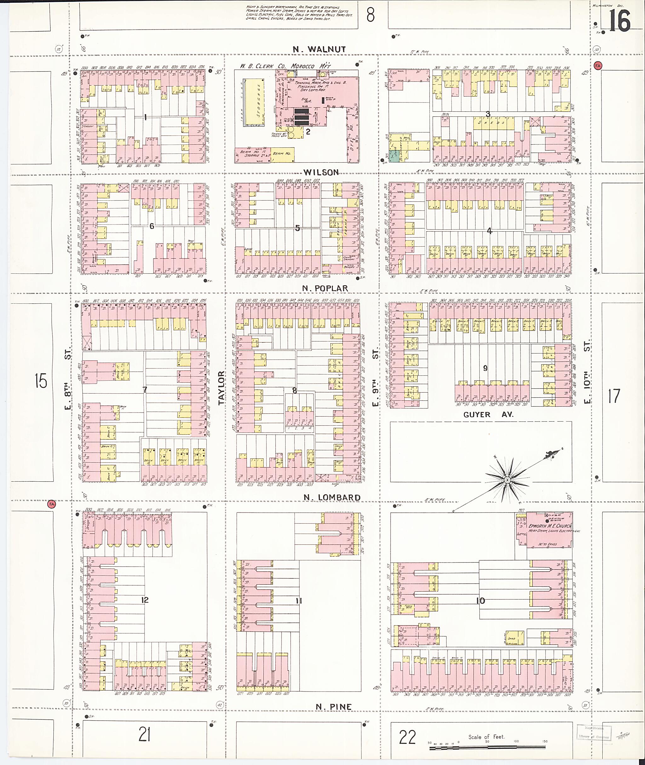 This old map of Wilmington, New Castle County, Delaware was created by Sanborn Map Company in 1901