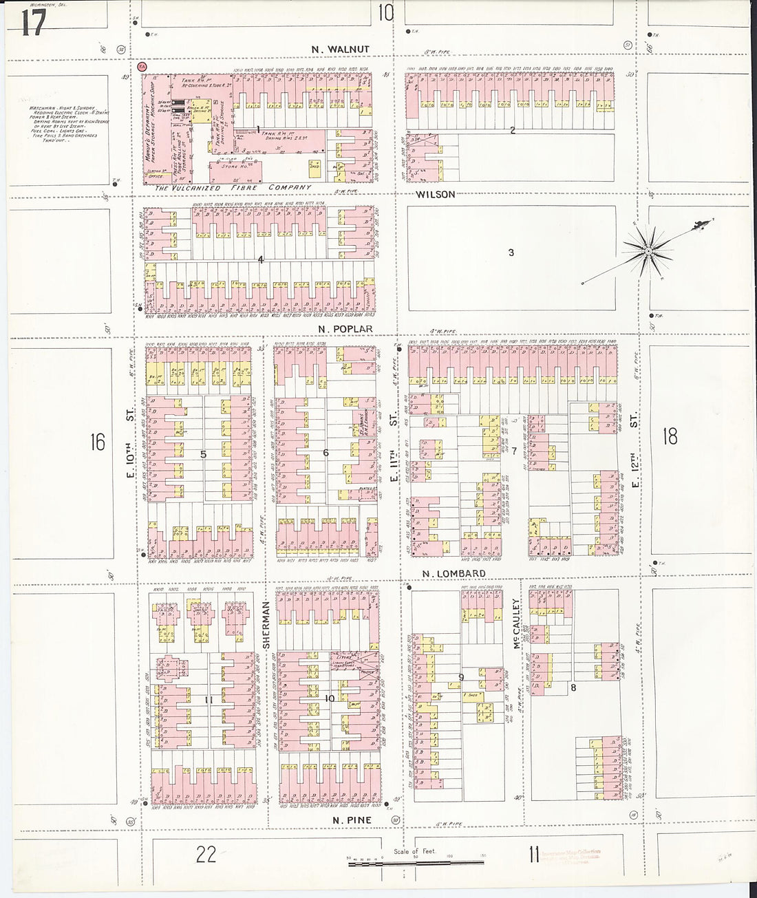 This old map of Wilmington, New Castle County, Delaware was created by Sanborn Map Company in 1901