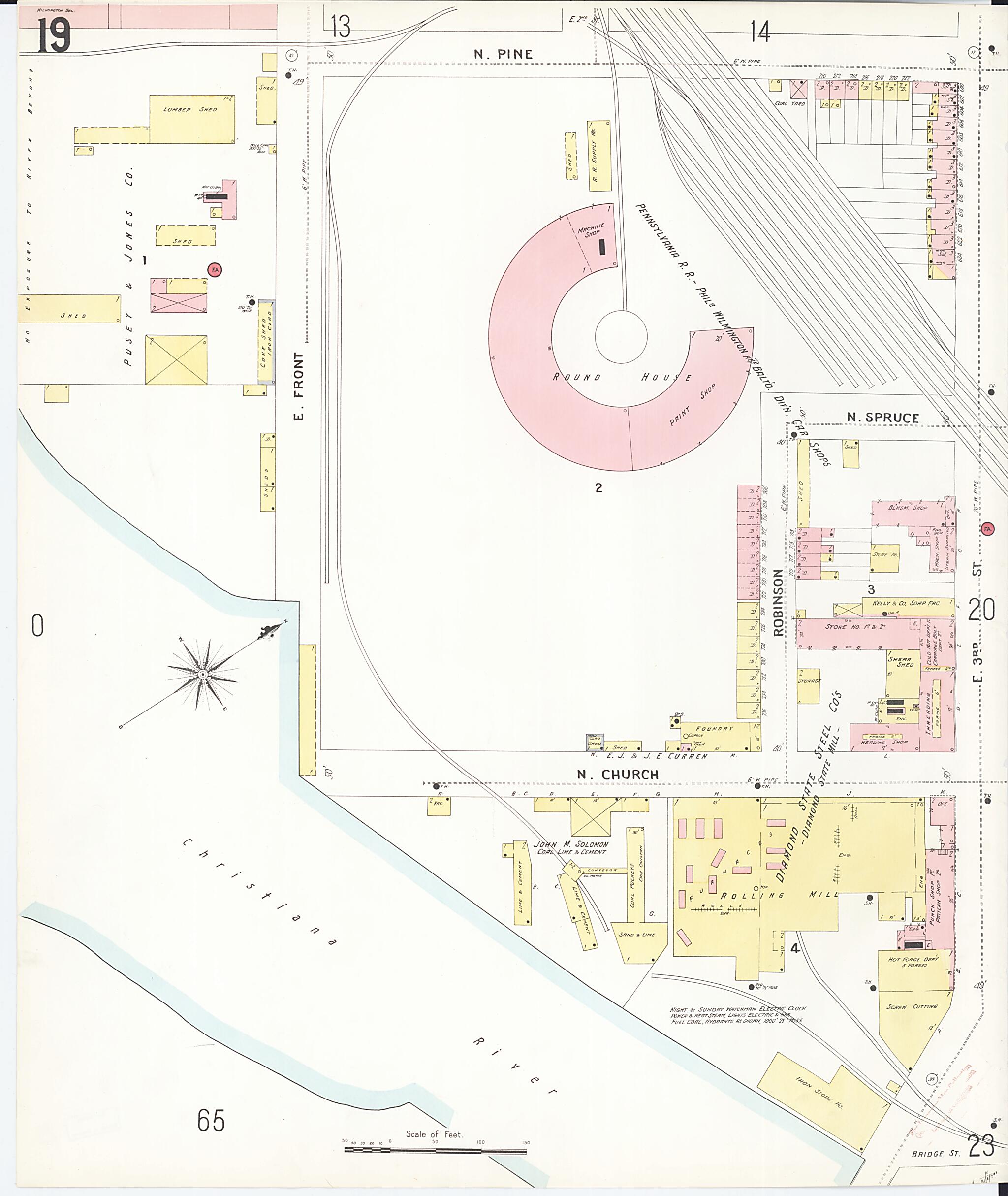 This old map of Wilmington, New Castle County, Delaware was created by Sanborn Map Company in 1901
