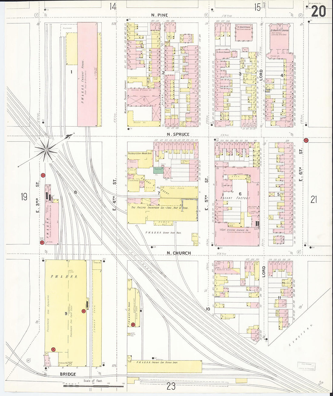 This old map of Wilmington, New Castle County, Delaware was created by Sanborn Map Company in 1901