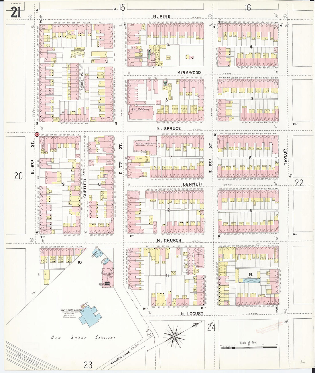 This old map of Wilmington, New Castle County, Delaware was created by Sanborn Map Company in 1901