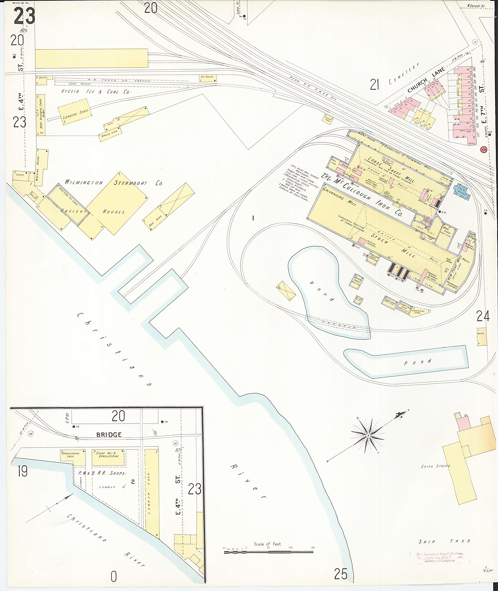 This old map of Wilmington, New Castle County, Delaware was created by Sanborn Map Company in 1901