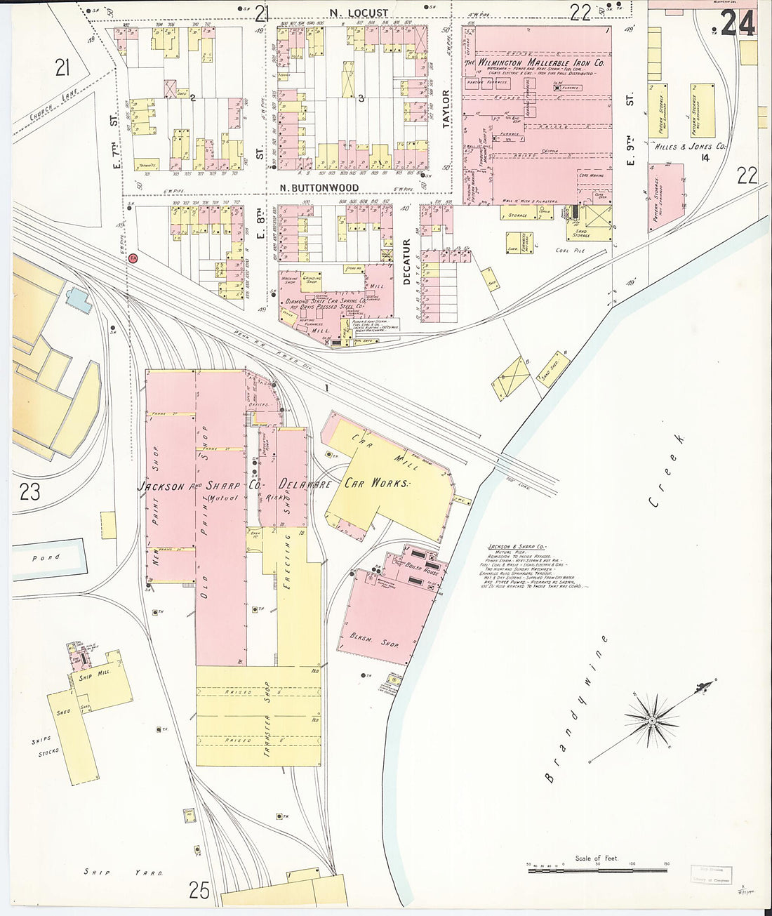 This old map of Wilmington, New Castle County, Delaware was created by Sanborn Map Company in 1901