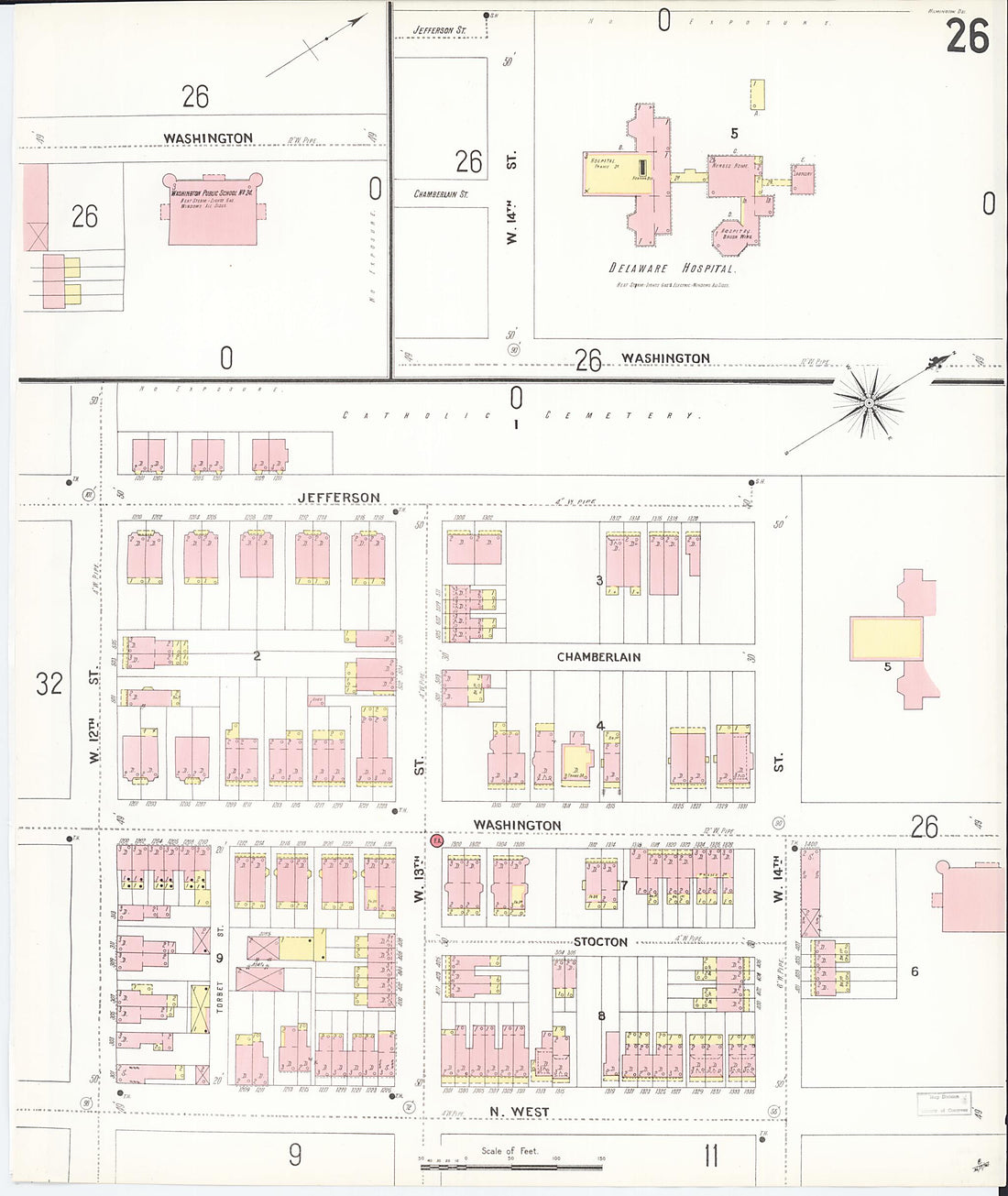 This old map of Wilmington, New Castle County, Delaware was created by Sanborn Map Company in 1901