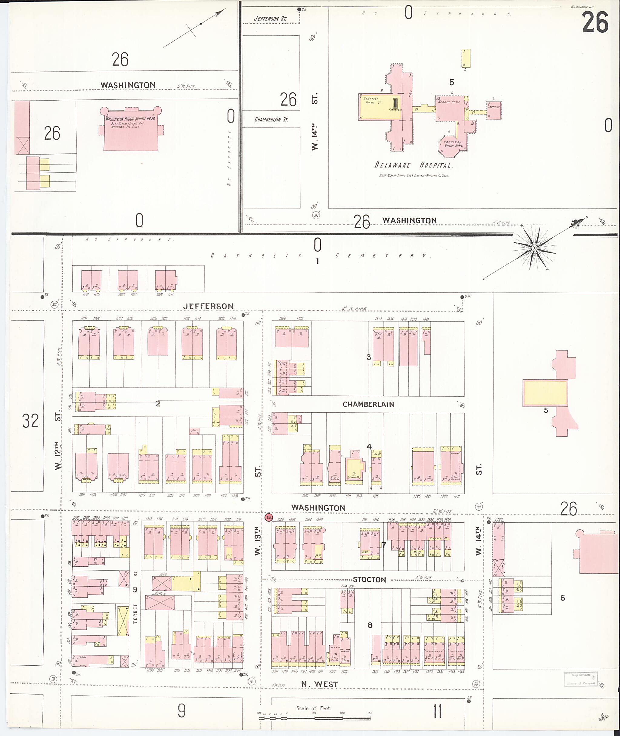 This old map of Wilmington, New Castle County, Delaware was created by Sanborn Map Company in 1901