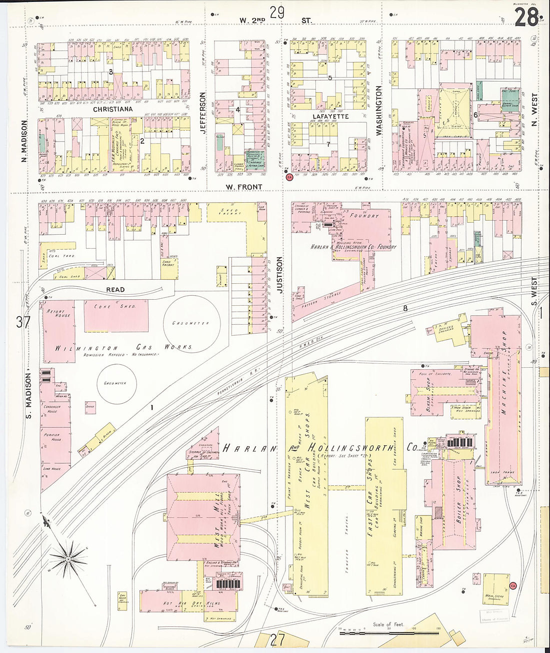 This old map of Wilmington, New Castle County, Delaware was created by Sanborn Map Company in 1901