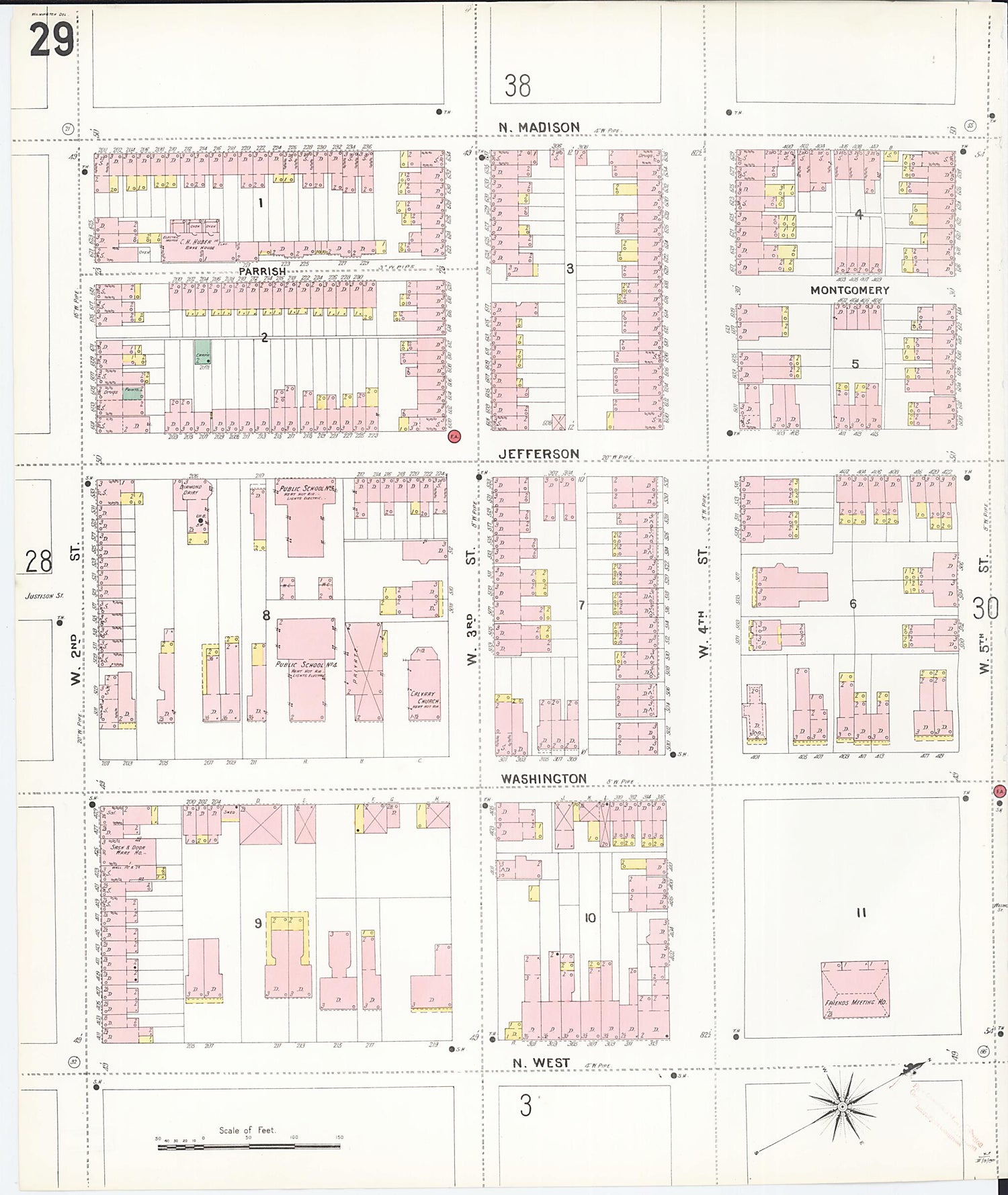 This old map of Wilmington, New Castle County, Delaware was created by Sanborn Map Company in 1901