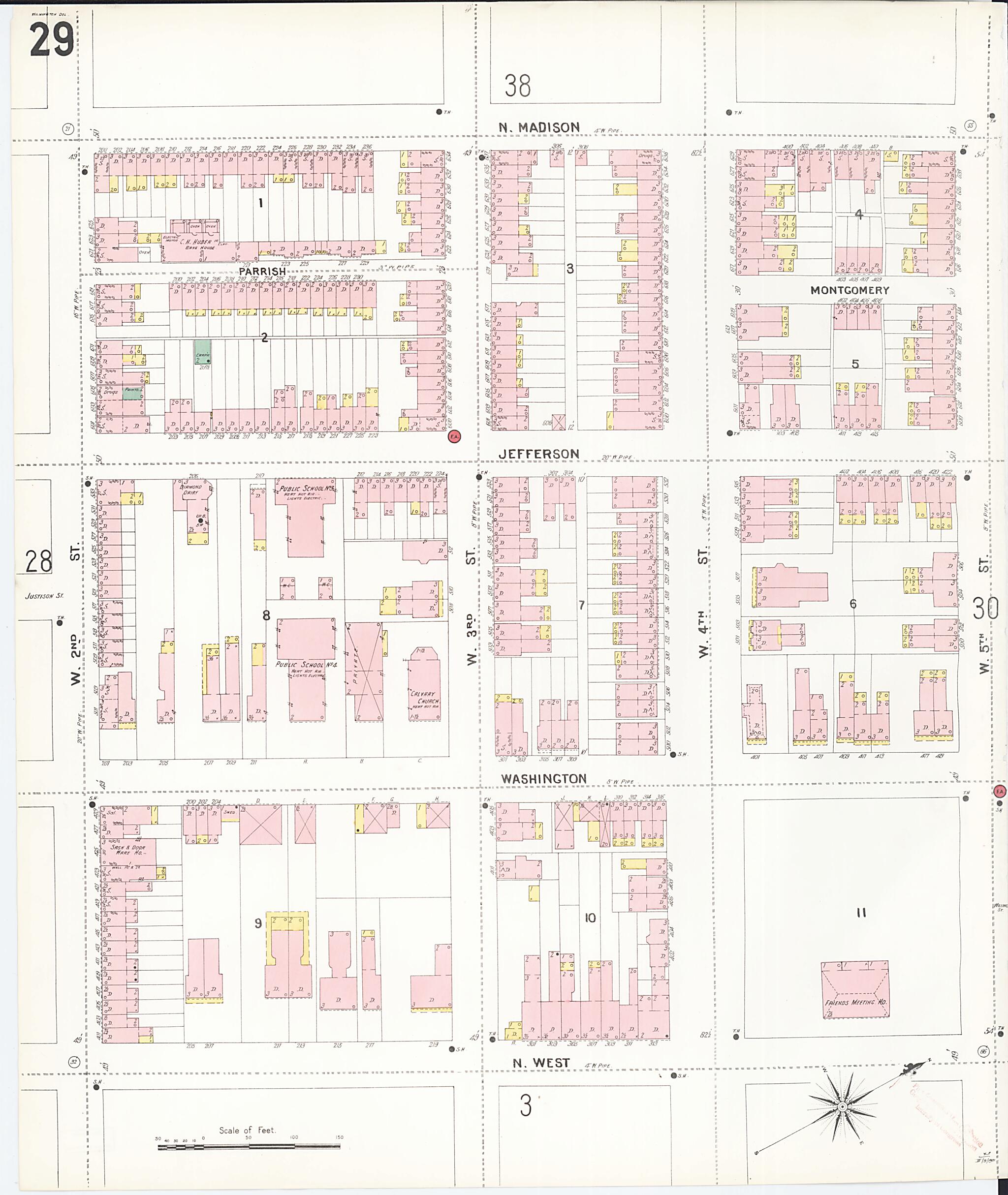 This old map of Wilmington, New Castle County, Delaware was created by Sanborn Map Company in 1901