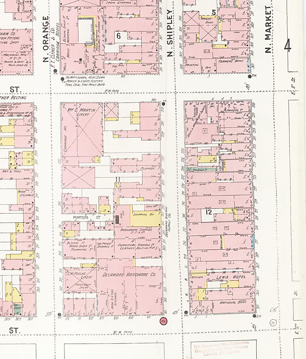 This old map of Wilmington, New Castle County, Delaware was created by Sanborn Map Company in 1901