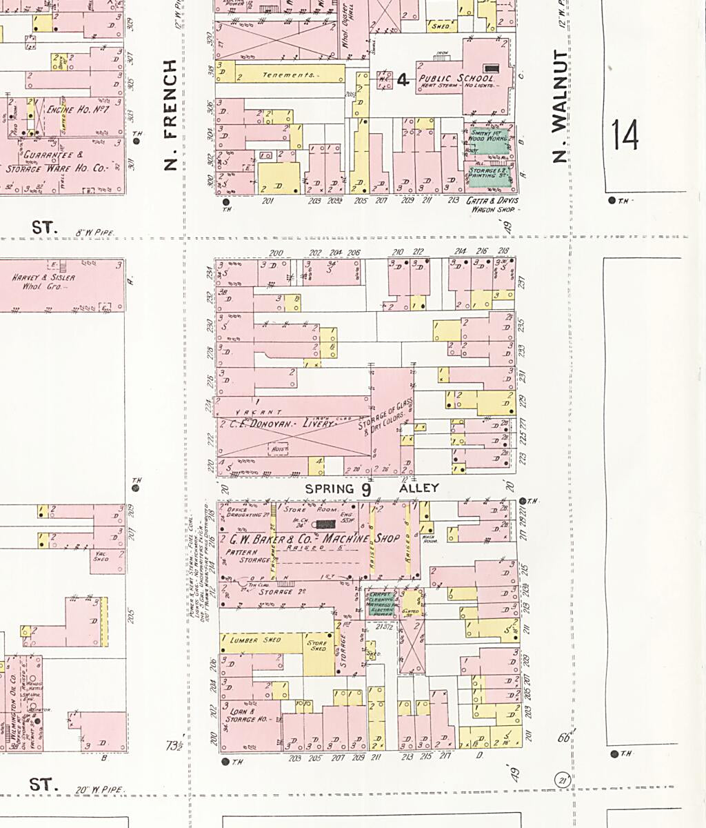 This old map of Wilmington, New Castle County, Delaware was created by Sanborn Map Company in 1901