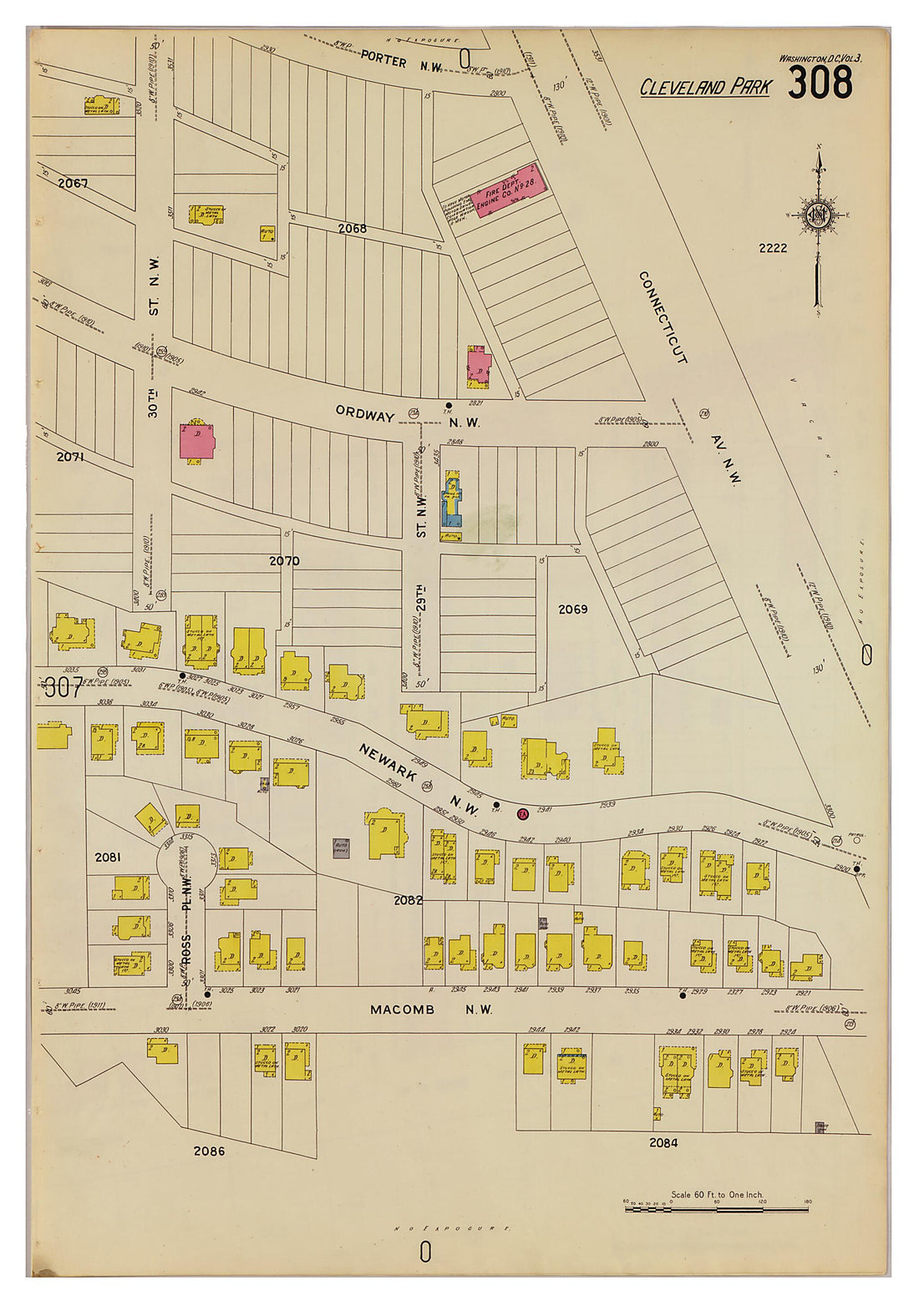 This old map of Takoma Park, Washington D.C. was created by Sanborn Map Company in 1916