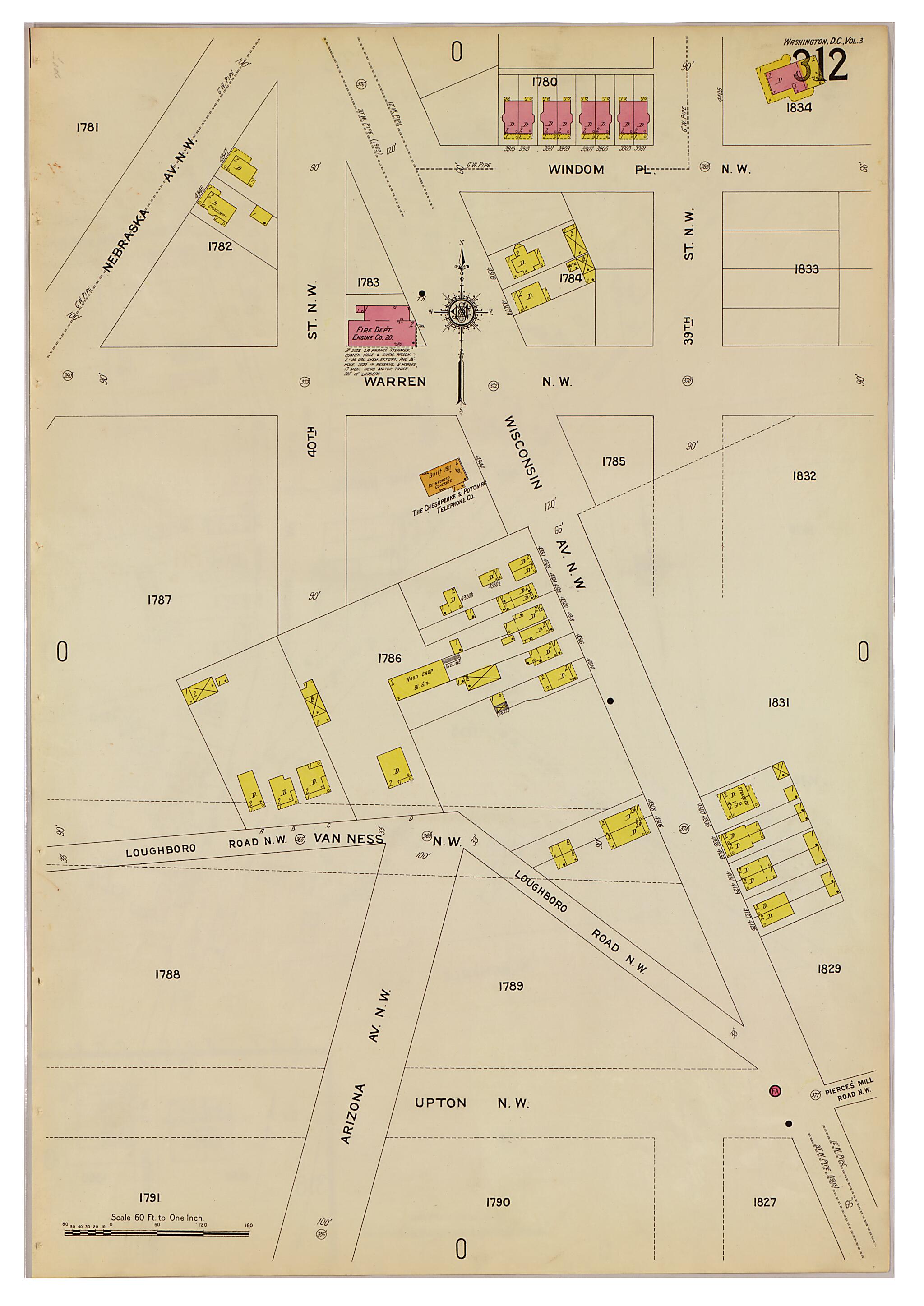 This old map of Takoma Park, Washington D.C. was created by Sanborn Map Company in 1916