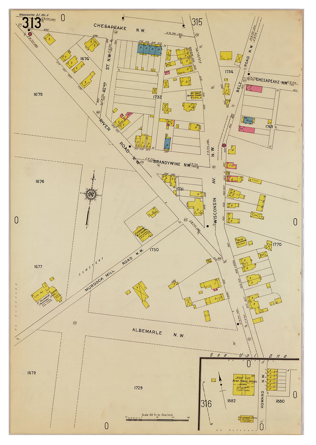 This old map of Takoma Park, Washington D.C. was created by Sanborn Map Company in 1916