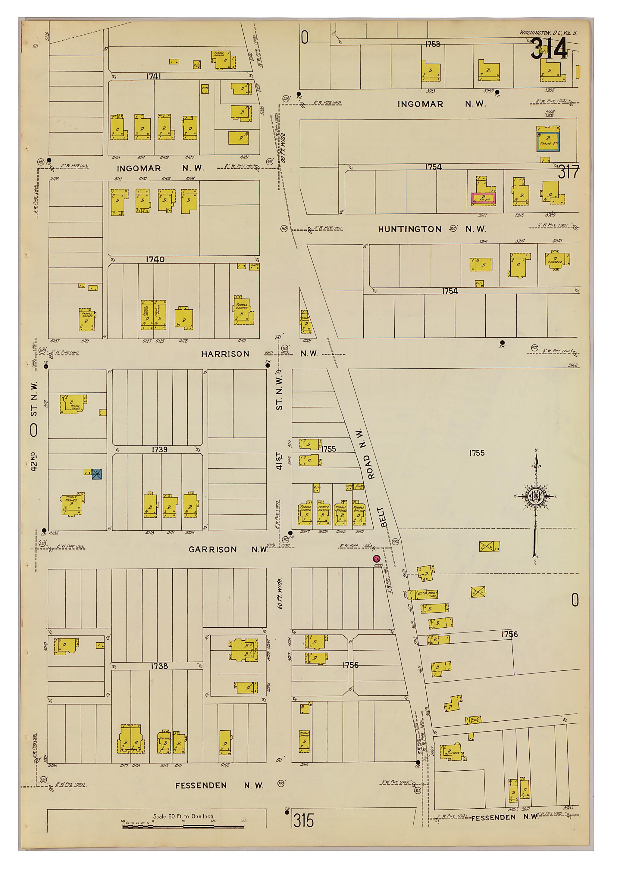 This old map of Takoma Park, Washington D.C. was created by Sanborn Map Company in 1916