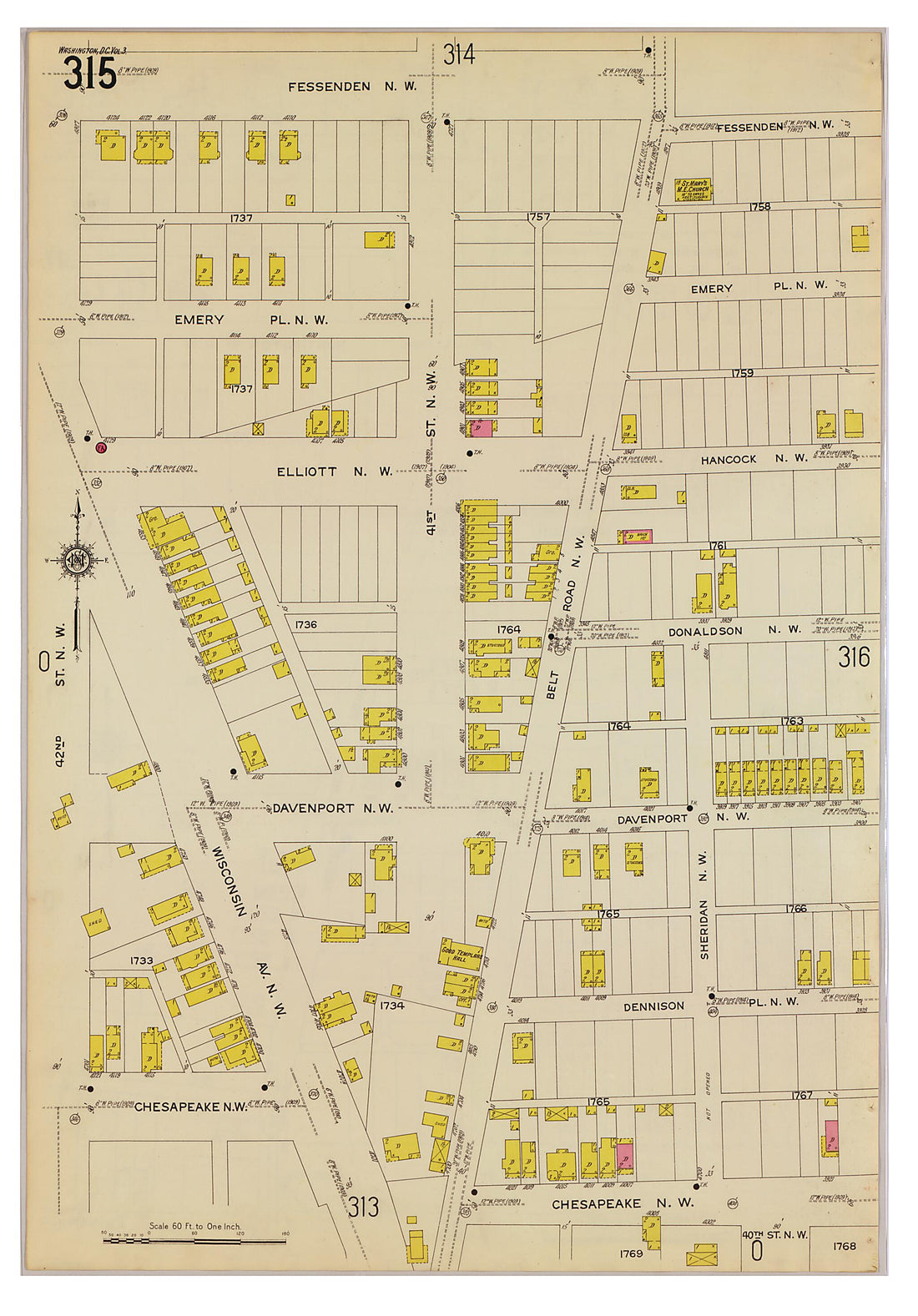 This old map of Takoma Park, Washington D.C. was created by Sanborn Map Company in 1916