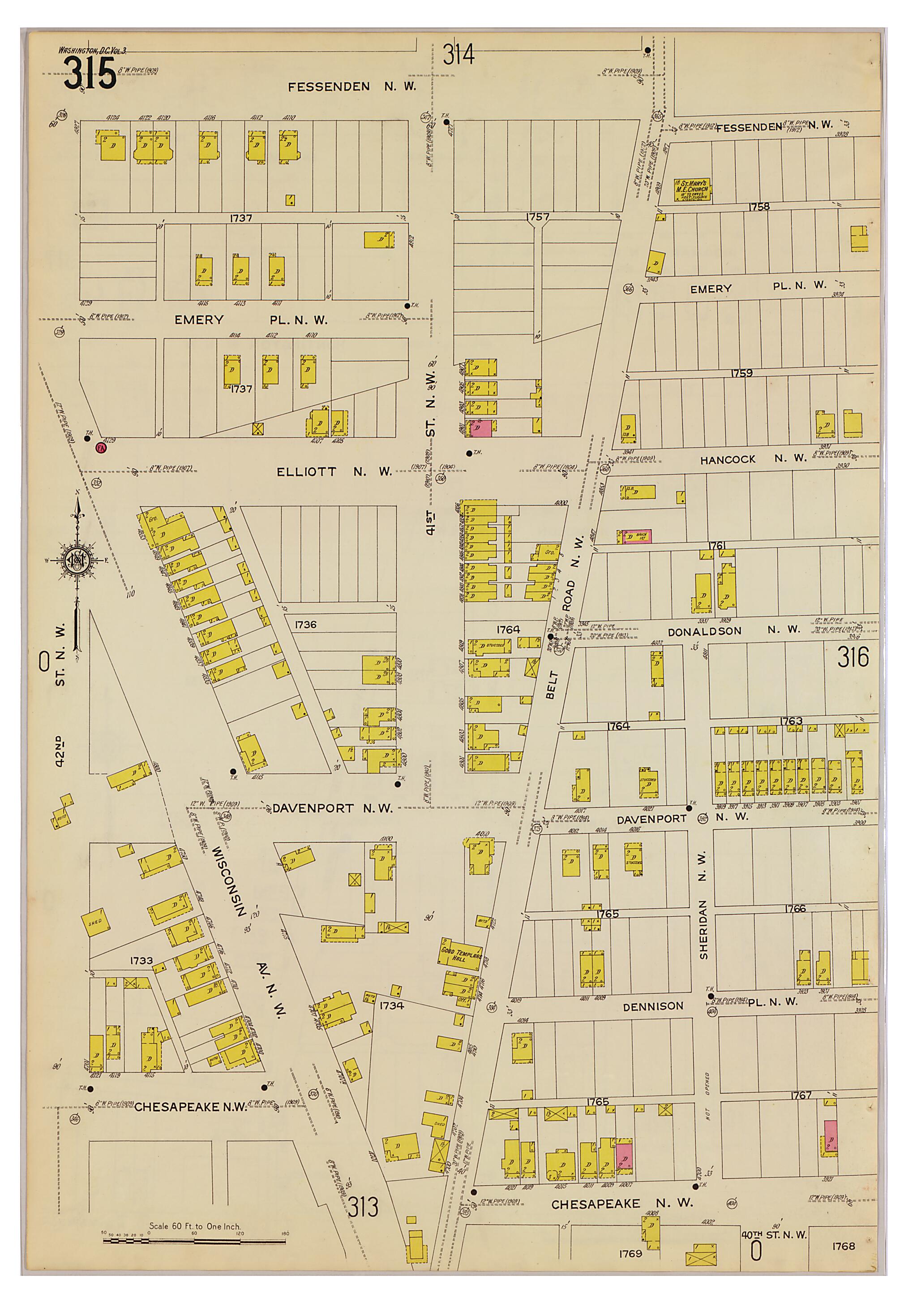This old map of Takoma Park, Washington D.C. was created by Sanborn Map Company in 1916