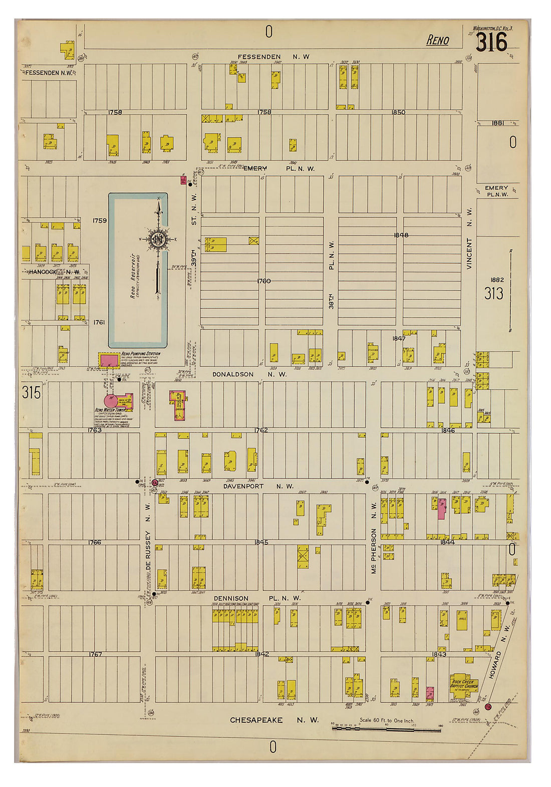This old map of Takoma Park, Washington D.C. was created by Sanborn Map Company in 1916