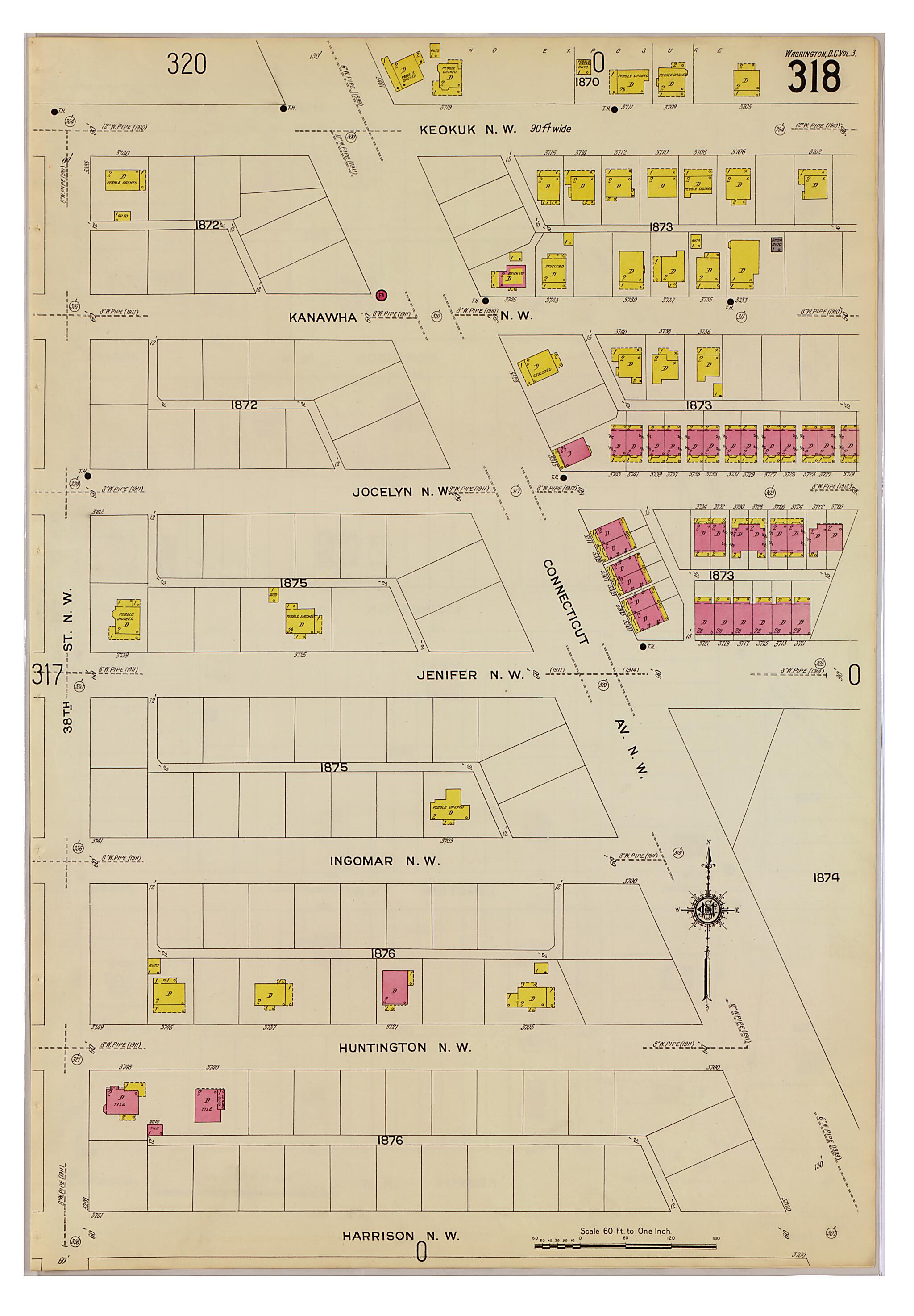 This old map of Takoma Park, Washington D.C. was created by Sanborn Map Company in 1916