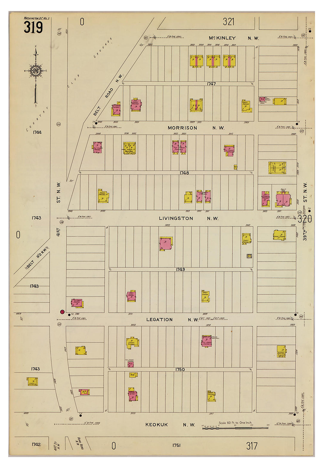 This old map of Takoma Park, Washington D.C. was created by Sanborn Map Company in 1916