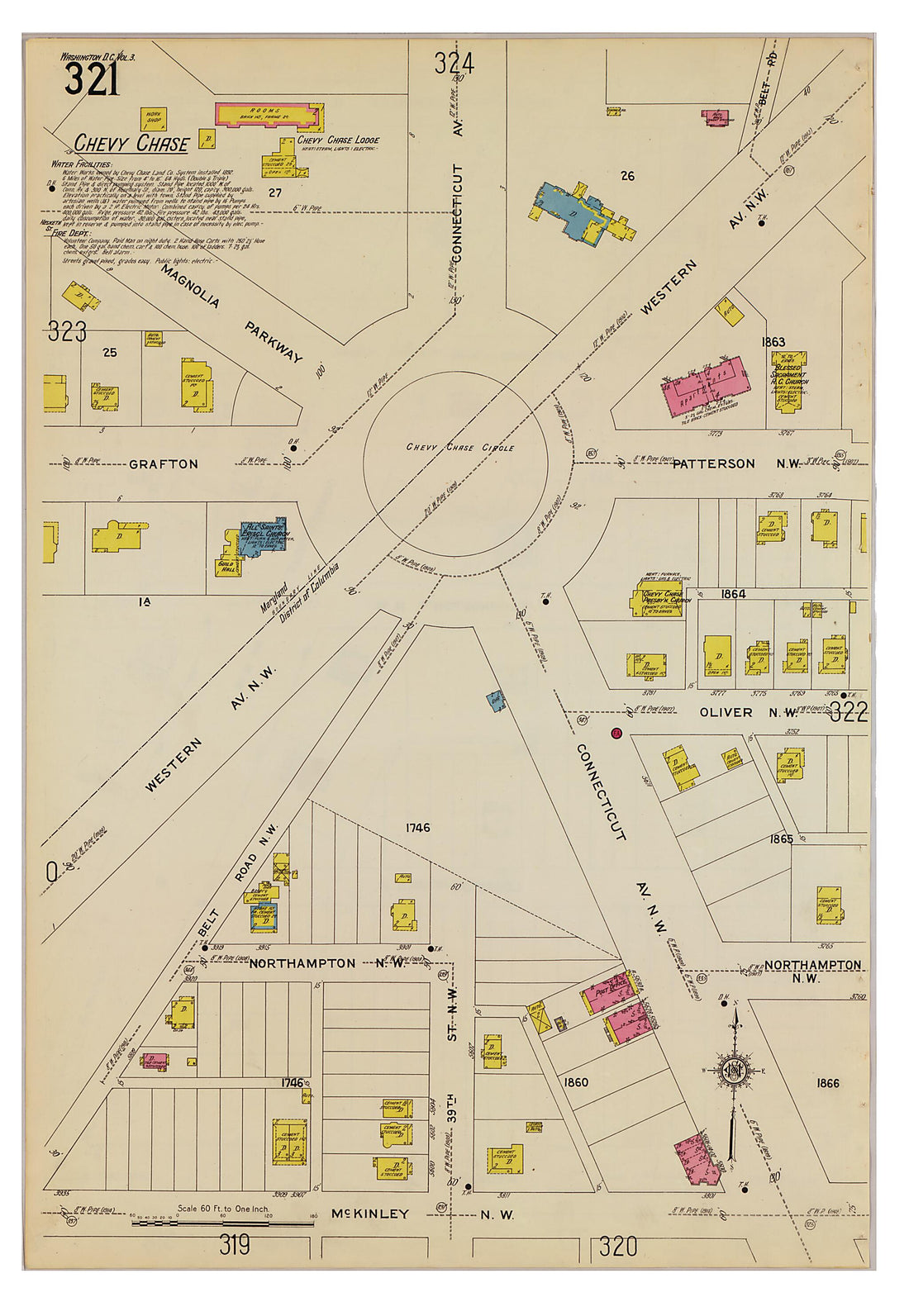 This old map of Takoma Park, Washington D.C. was created by Sanborn Map Company in 1916
