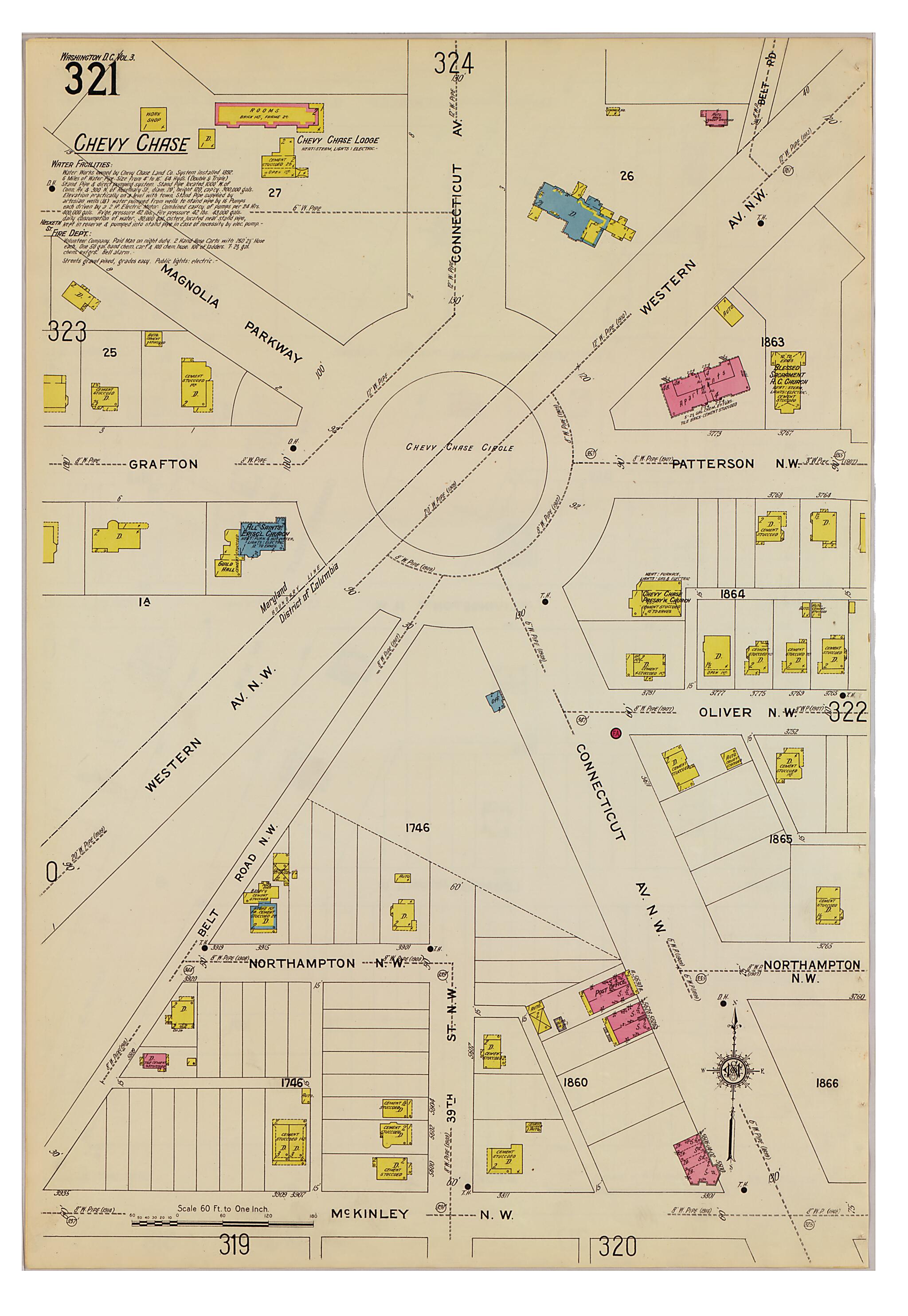This old map of Takoma Park, Washington D.C. was created by Sanborn Map Company in 1916