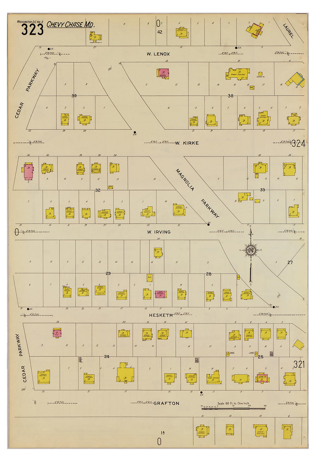This old map of Takoma Park, Washington D.C. was created by Sanborn Map Company in 1916