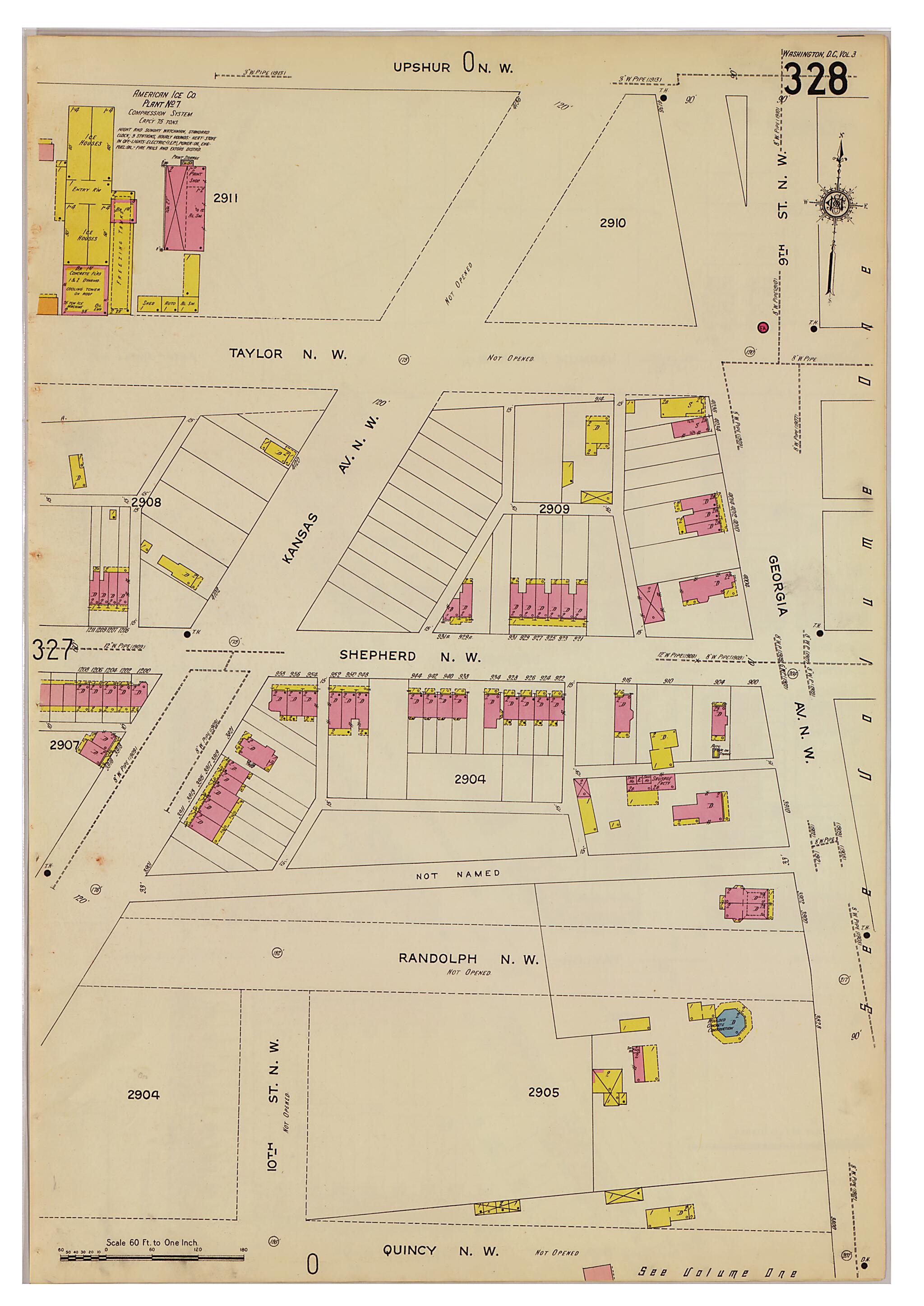 This old map of Takoma Park, Washington D.C. was created by Sanborn Map Company in 1916