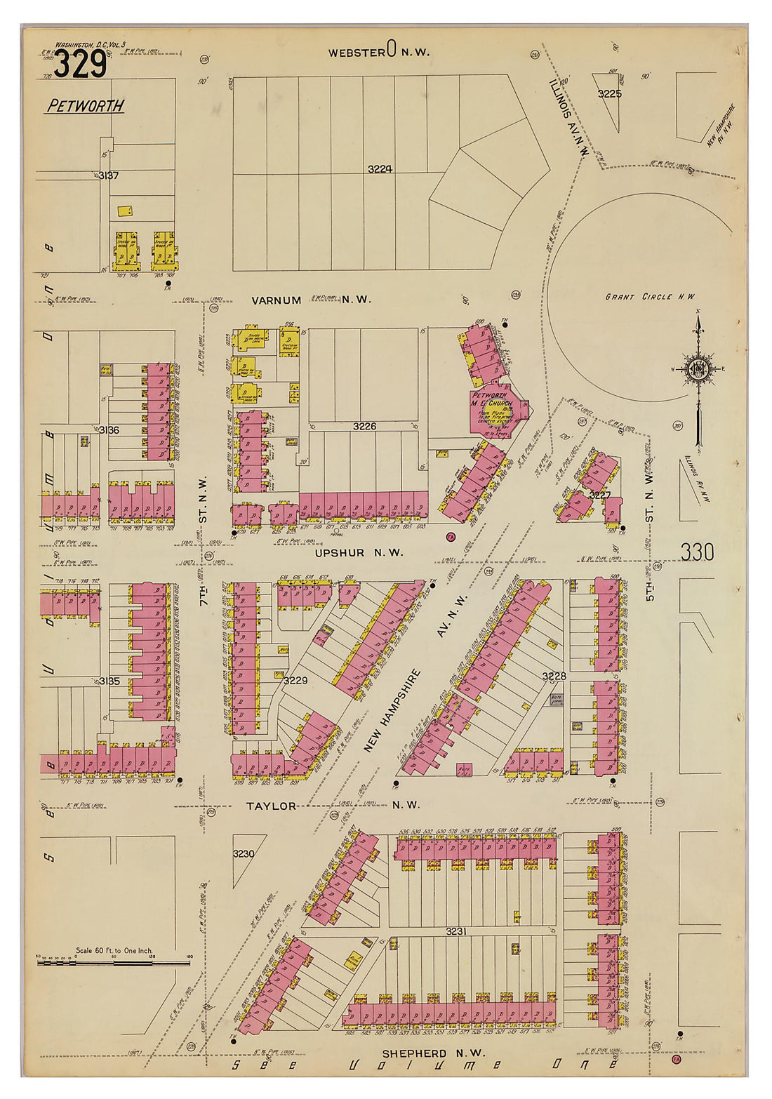 This old map of Takoma Park, Washington D.C. was created by Sanborn Map Company in 1916
