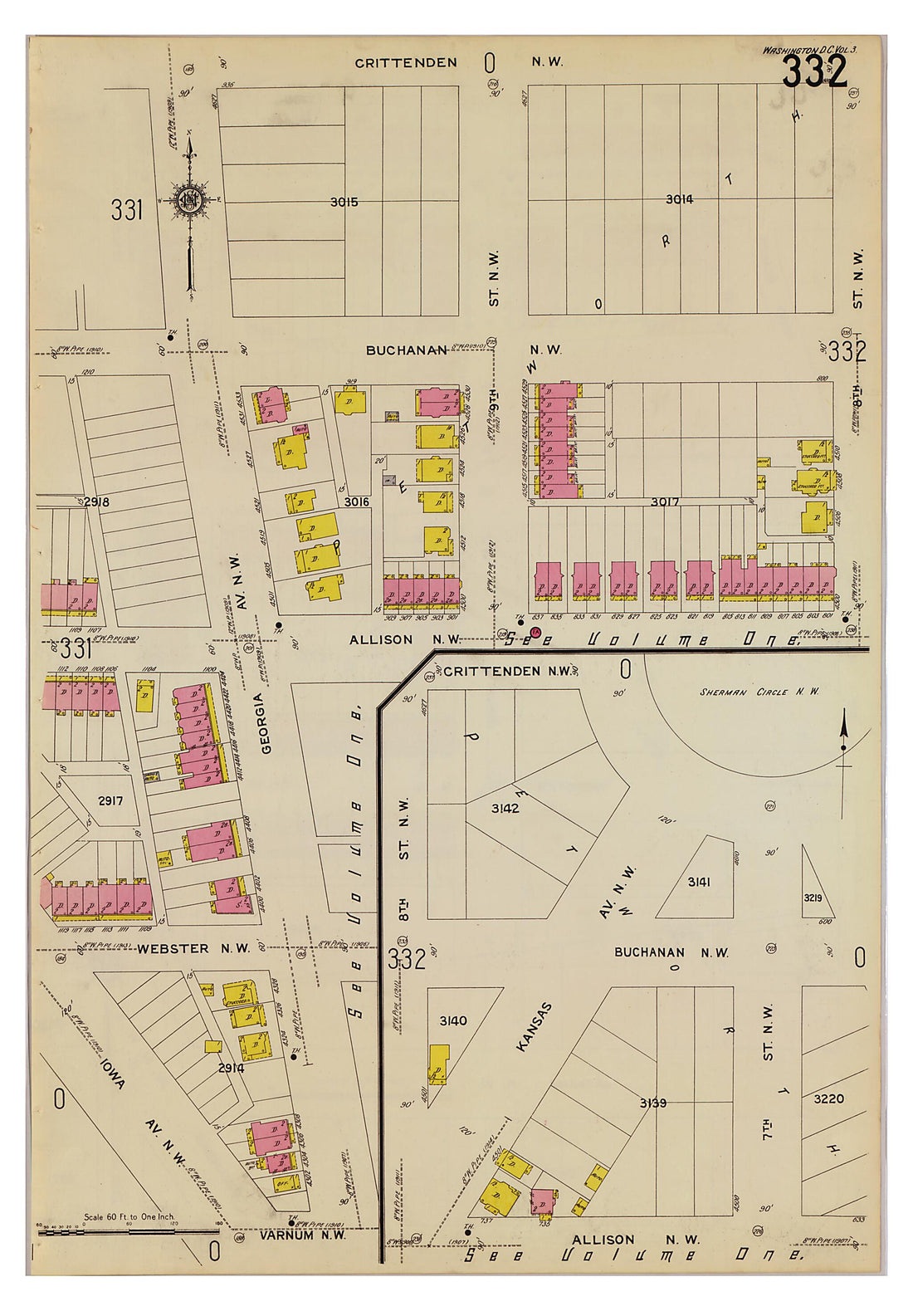 This old map of Takoma Park, Washington D.C. was created by Sanborn Map Company in 1916