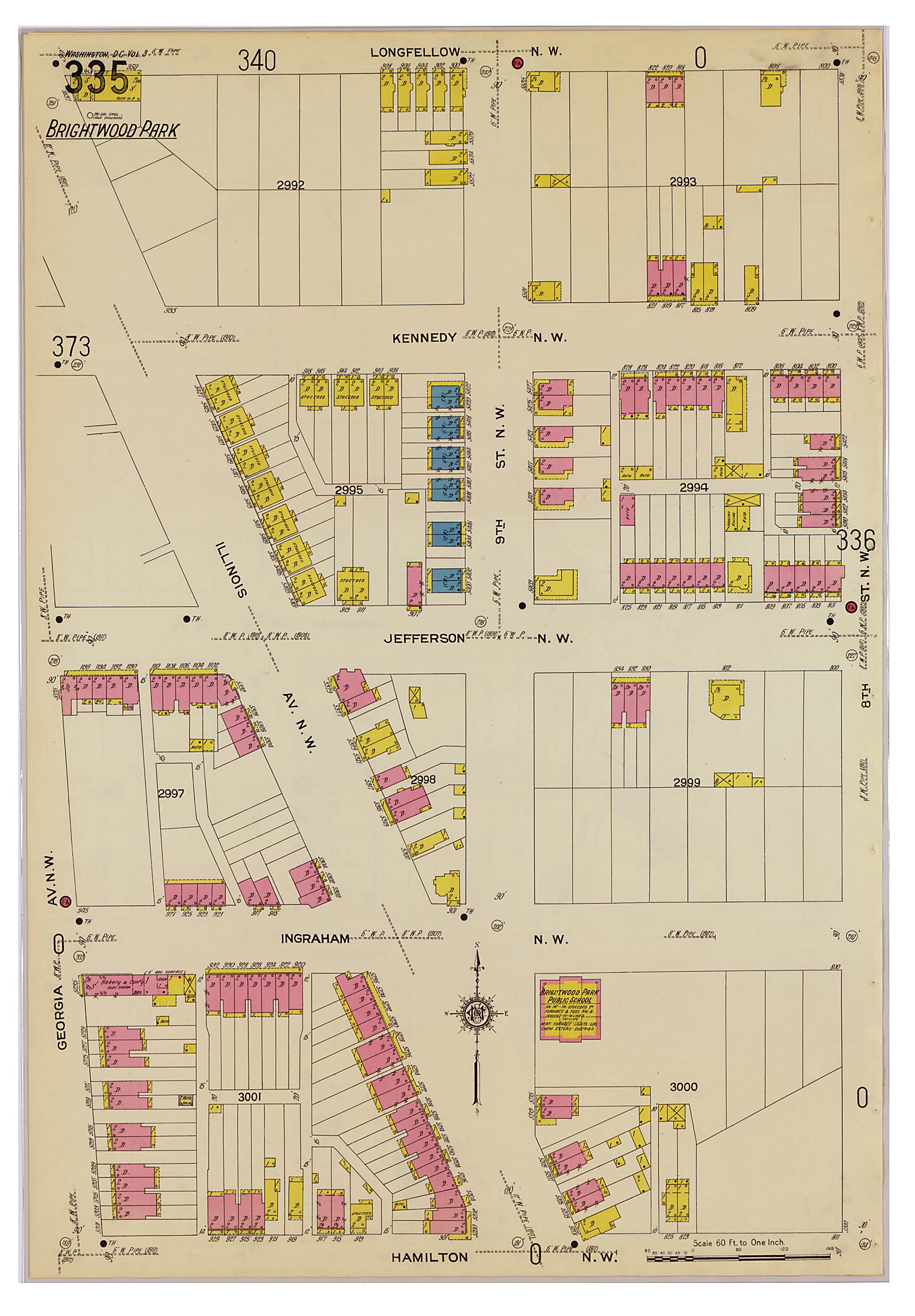 This old map of Takoma Park, Washington D.C. was created by Sanborn Map Company in 1916