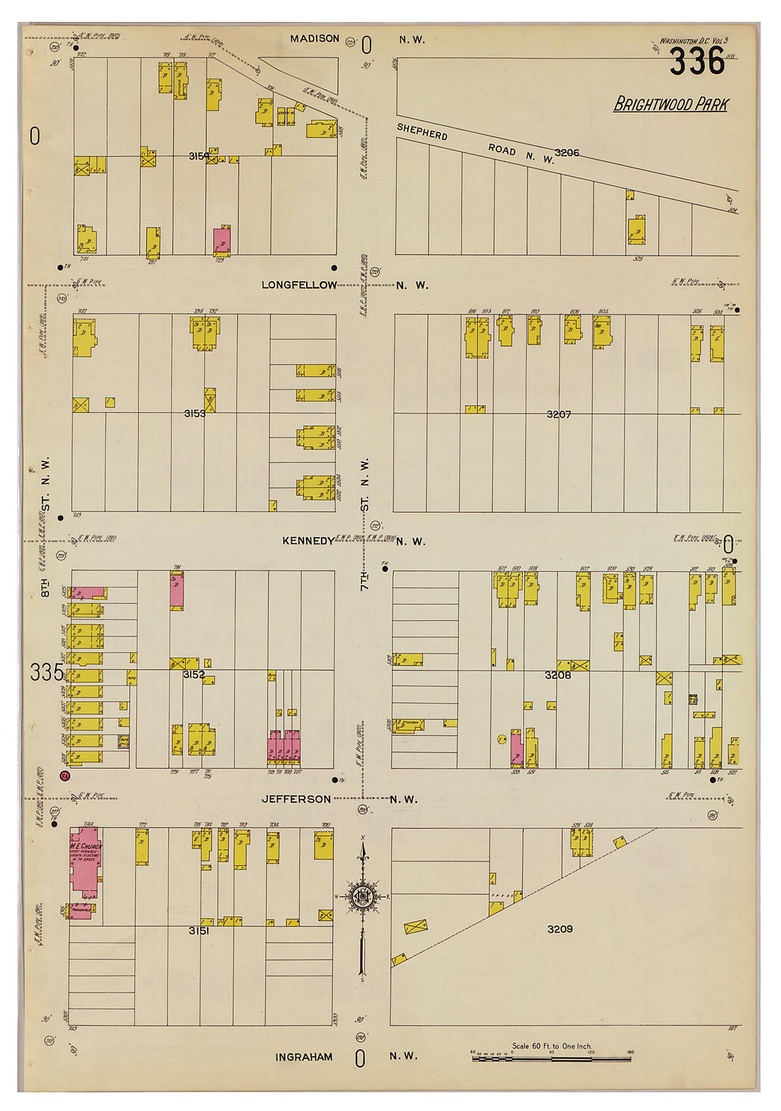This old map of Takoma Park, Washington D.C. was created by Sanborn Map Company in 1916