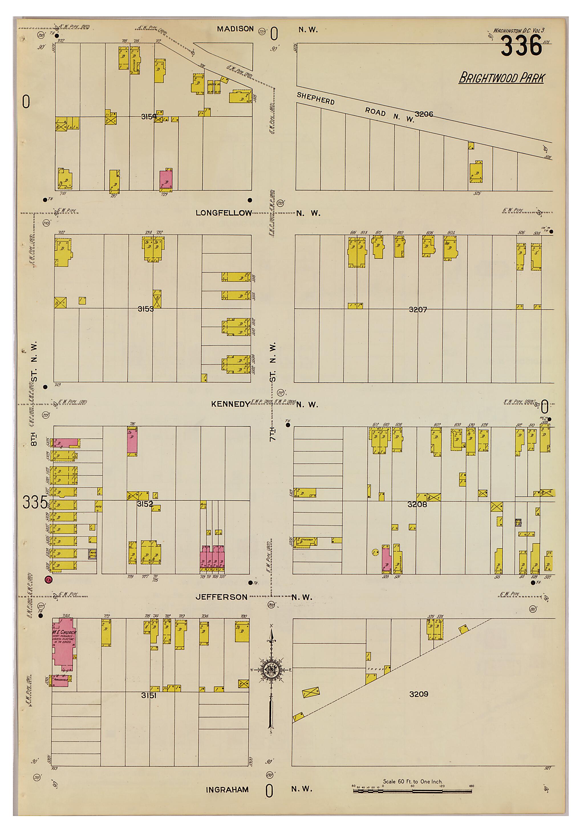 This old map of Takoma Park, Washington D.C. was created by Sanborn Map Company in 1916