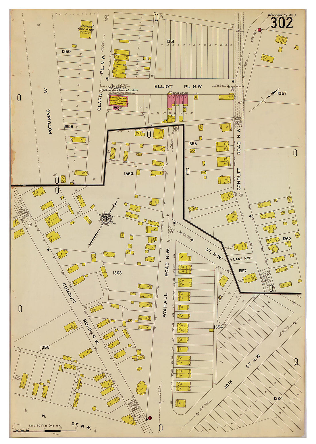 This old map of Takoma Park, Washington D.C. was created by Sanborn Map Company in 1916