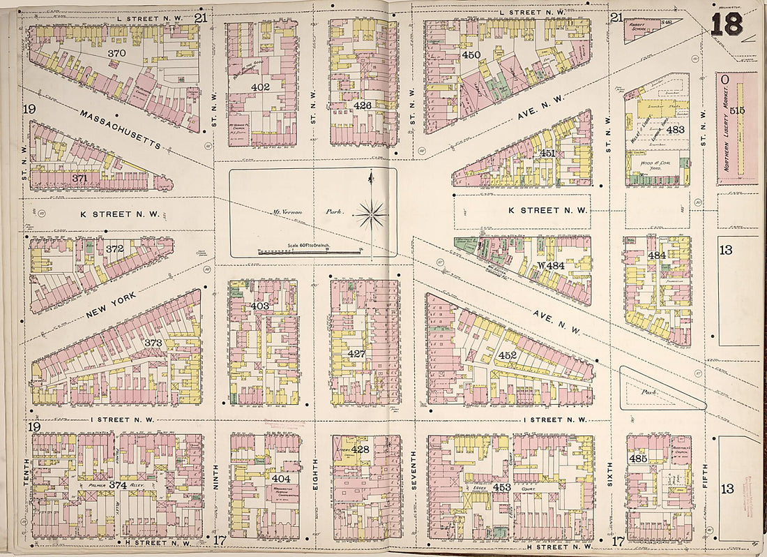 This old map of Washington D.C. was created by Sanborn Map Company in 1888