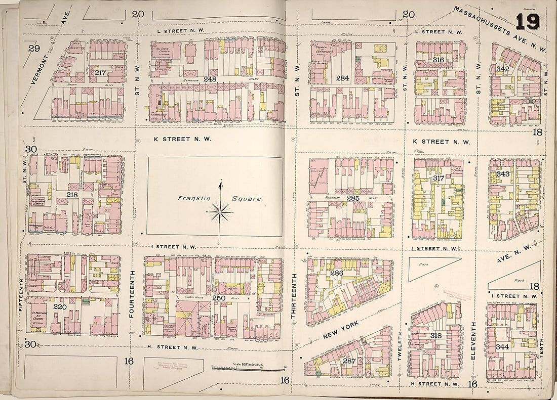 This old map of Washington D.C. was created by Sanborn Map Company in 1888