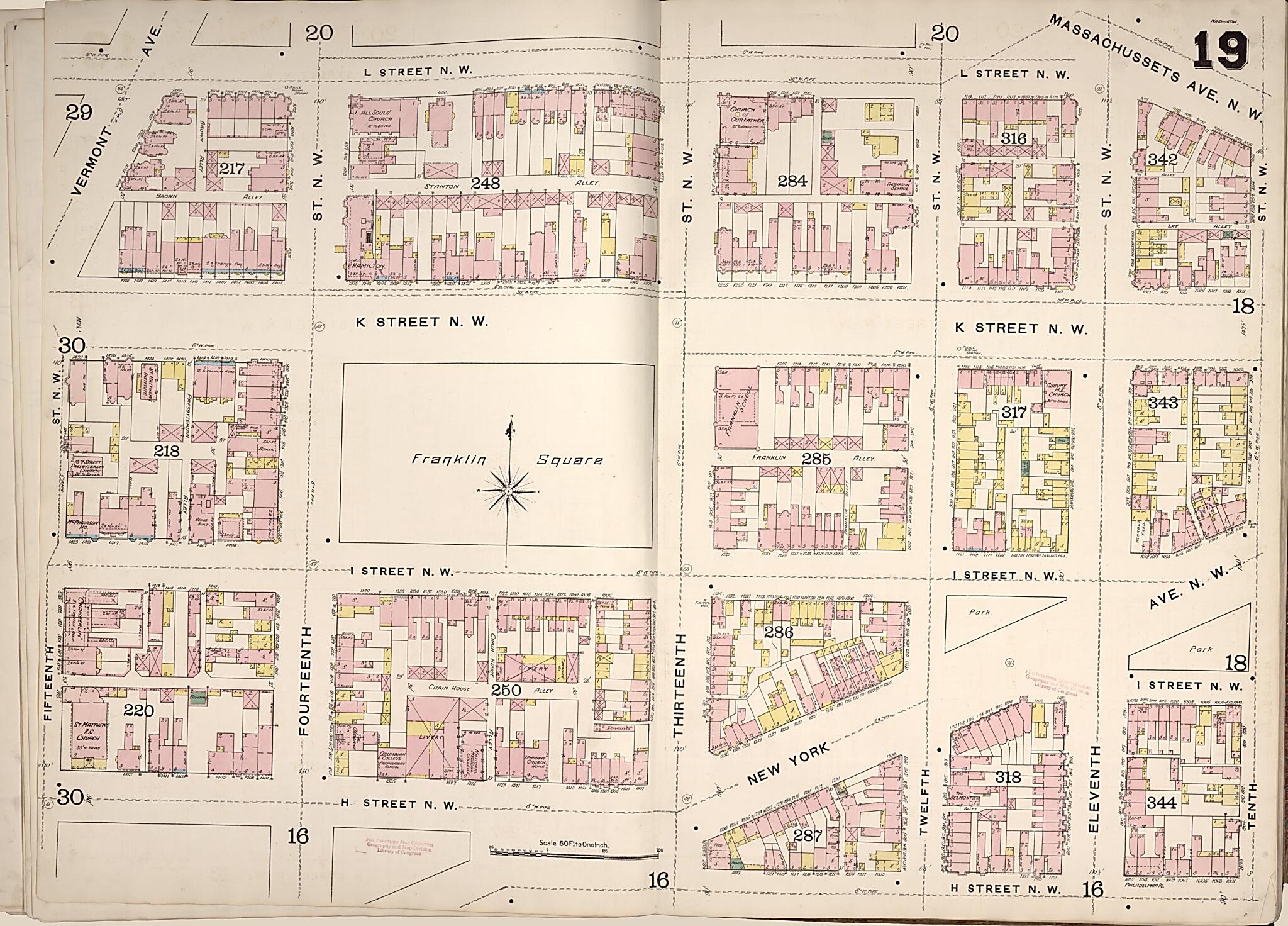 This old map of Washington D.C. was created by Sanborn Map Company in 1888