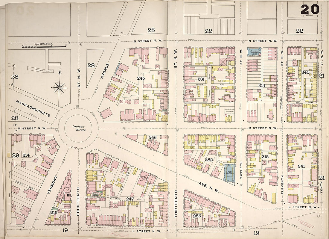 This old map of Washington D.C. was created by Sanborn Map Company in 1888