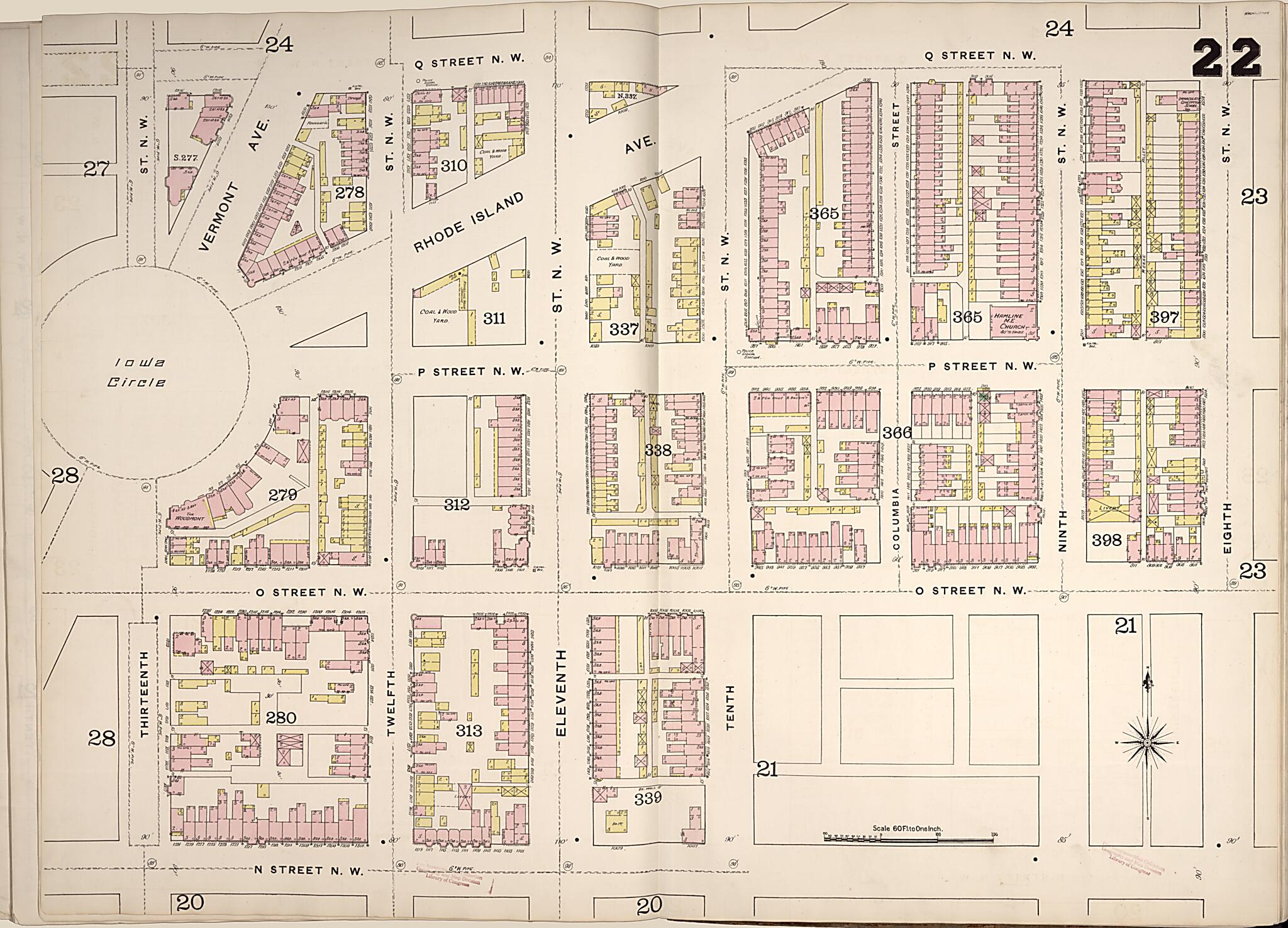This old map of Washington D.C. was created by Sanborn Map Company in 1888