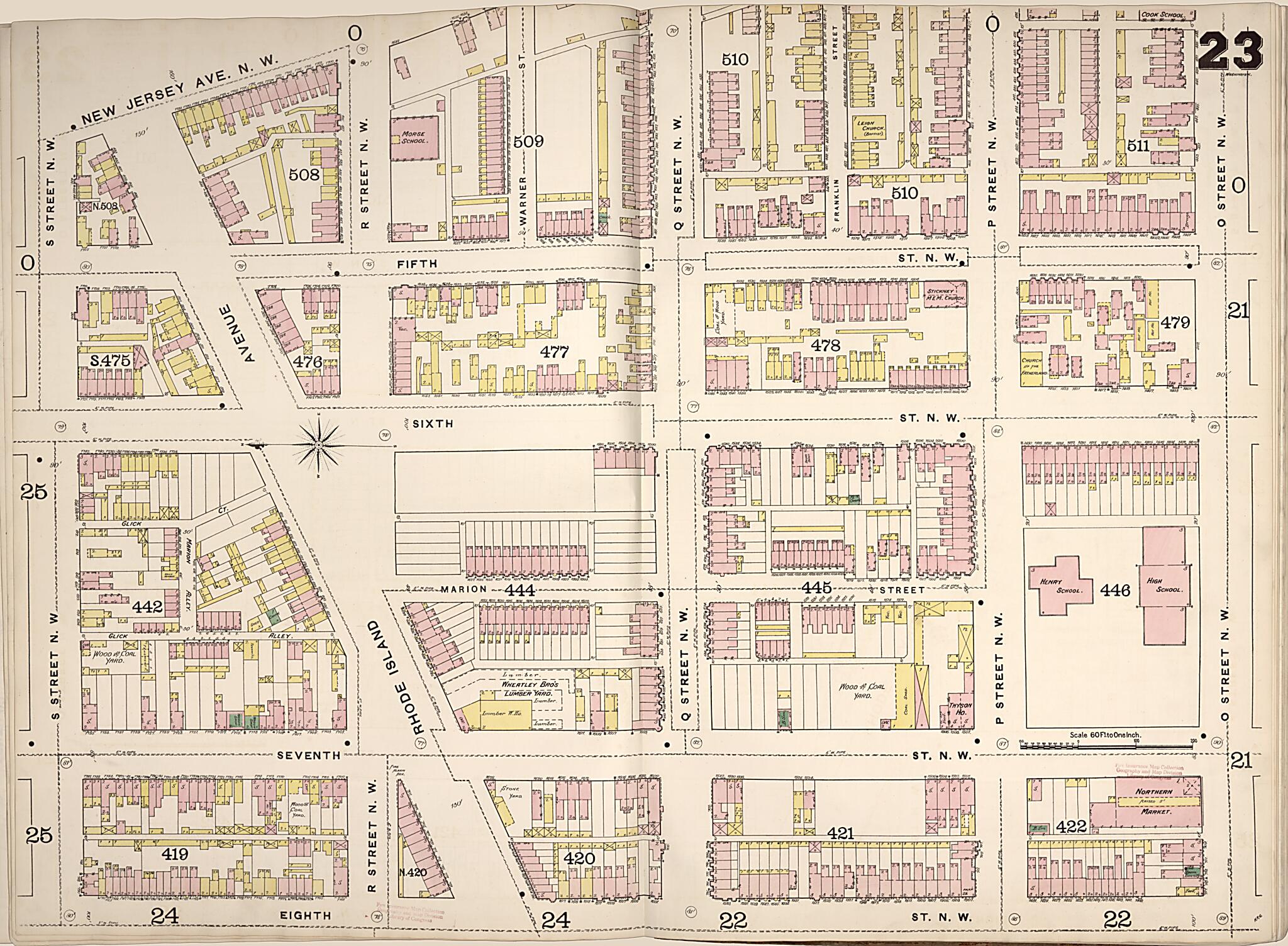 This old map of Washington D.C. was created by Sanborn Map Company in 1888