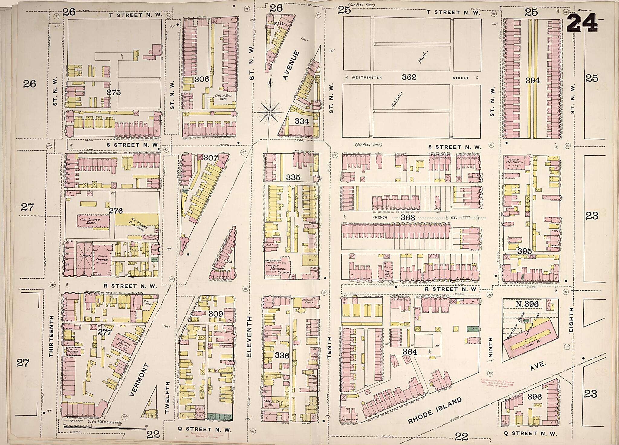 This old map of Washington D.C. was created by Sanborn Map Company in 1888