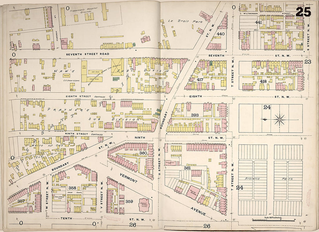 This old map of Washington D.C. was created by Sanborn Map Company in 1888