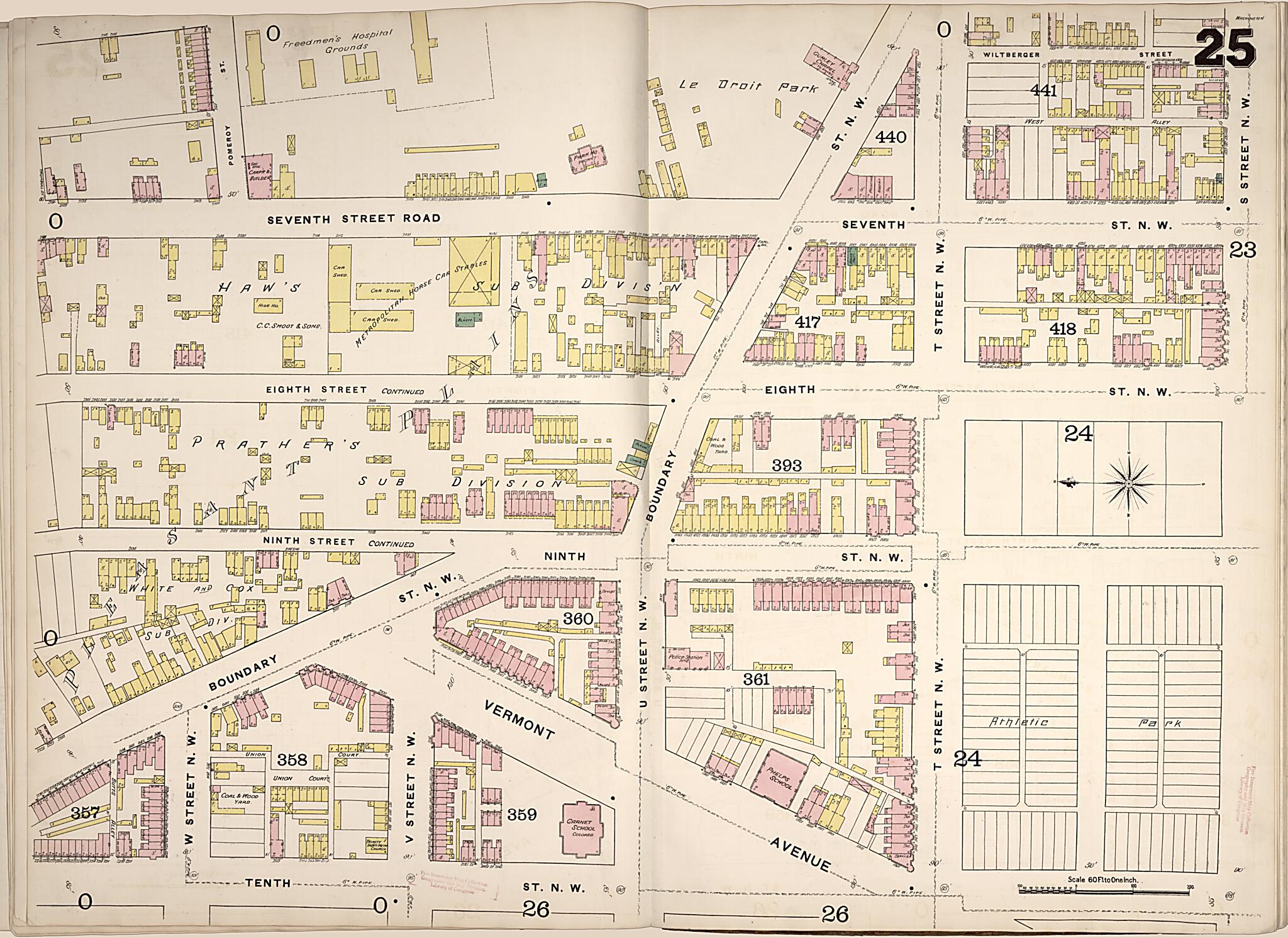 This old map of Washington D.C. was created by Sanborn Map Company in 1888