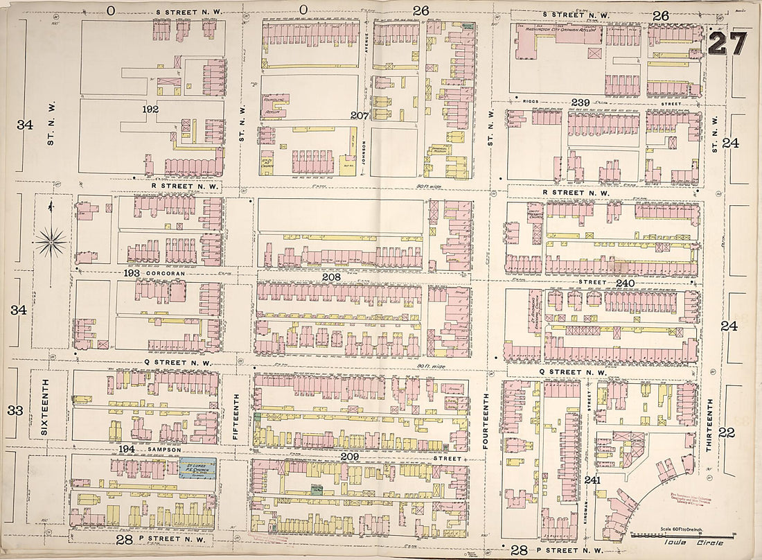 This old map of Washington D.C. was created by Sanborn Map Company in 1888