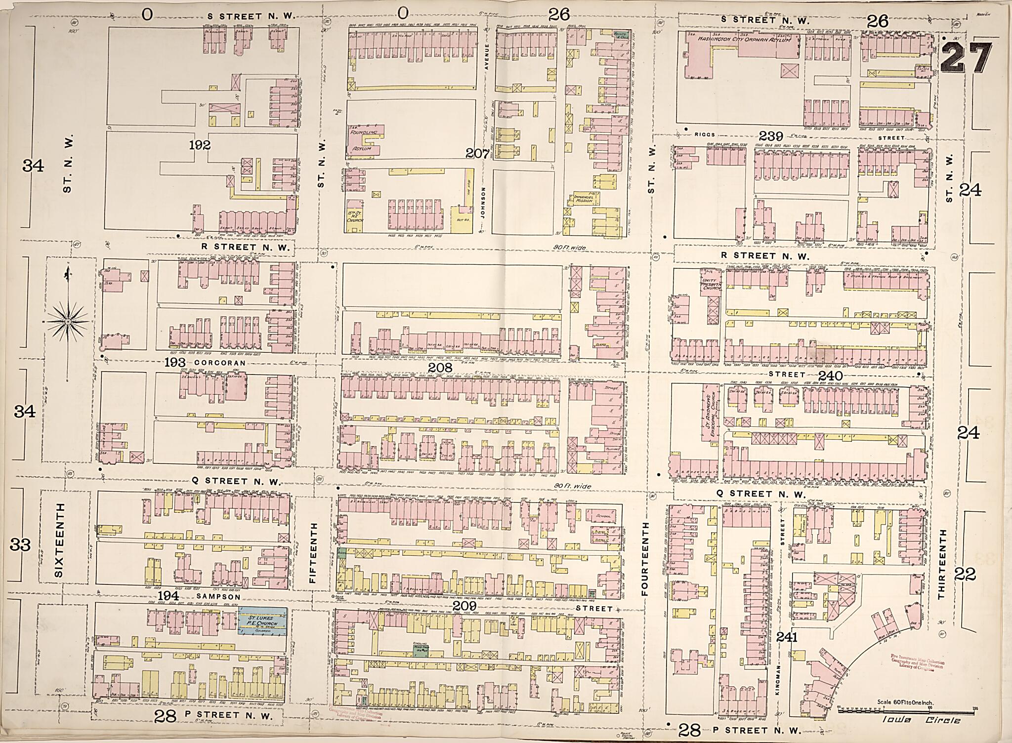 This old map of Washington D.C. was created by Sanborn Map Company in 1888