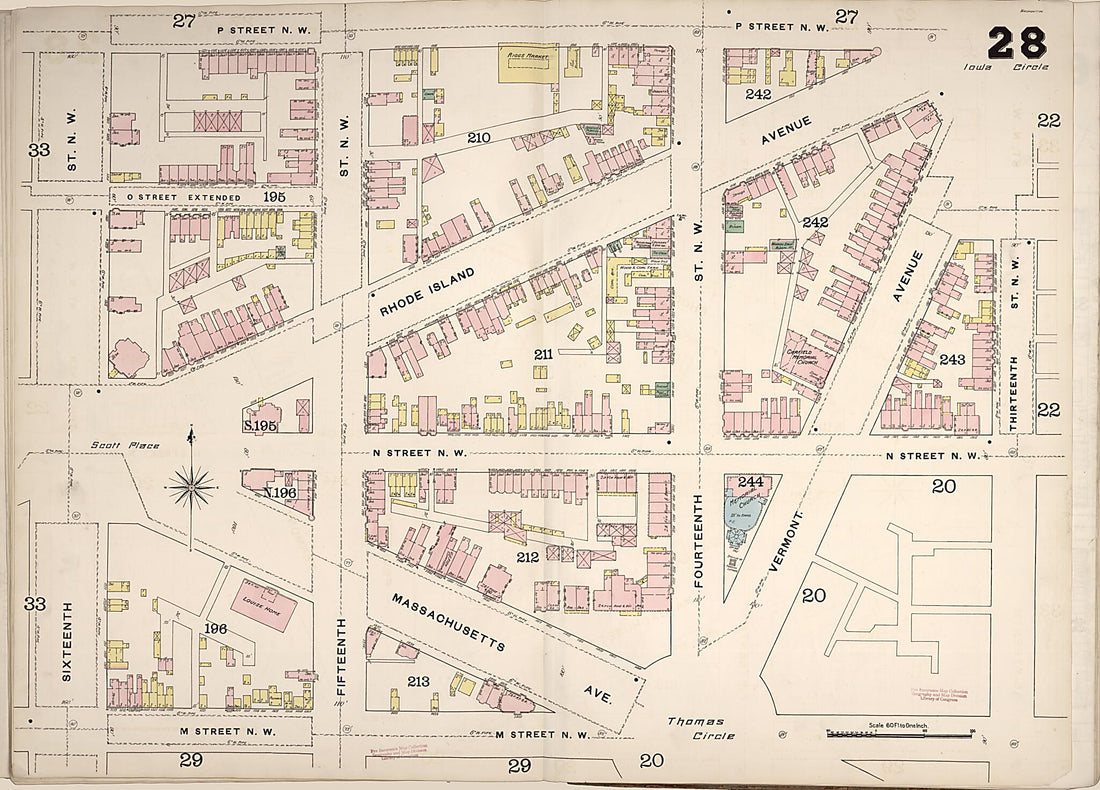 This old map of Washington D.C. was created by Sanborn Map Company in 1888