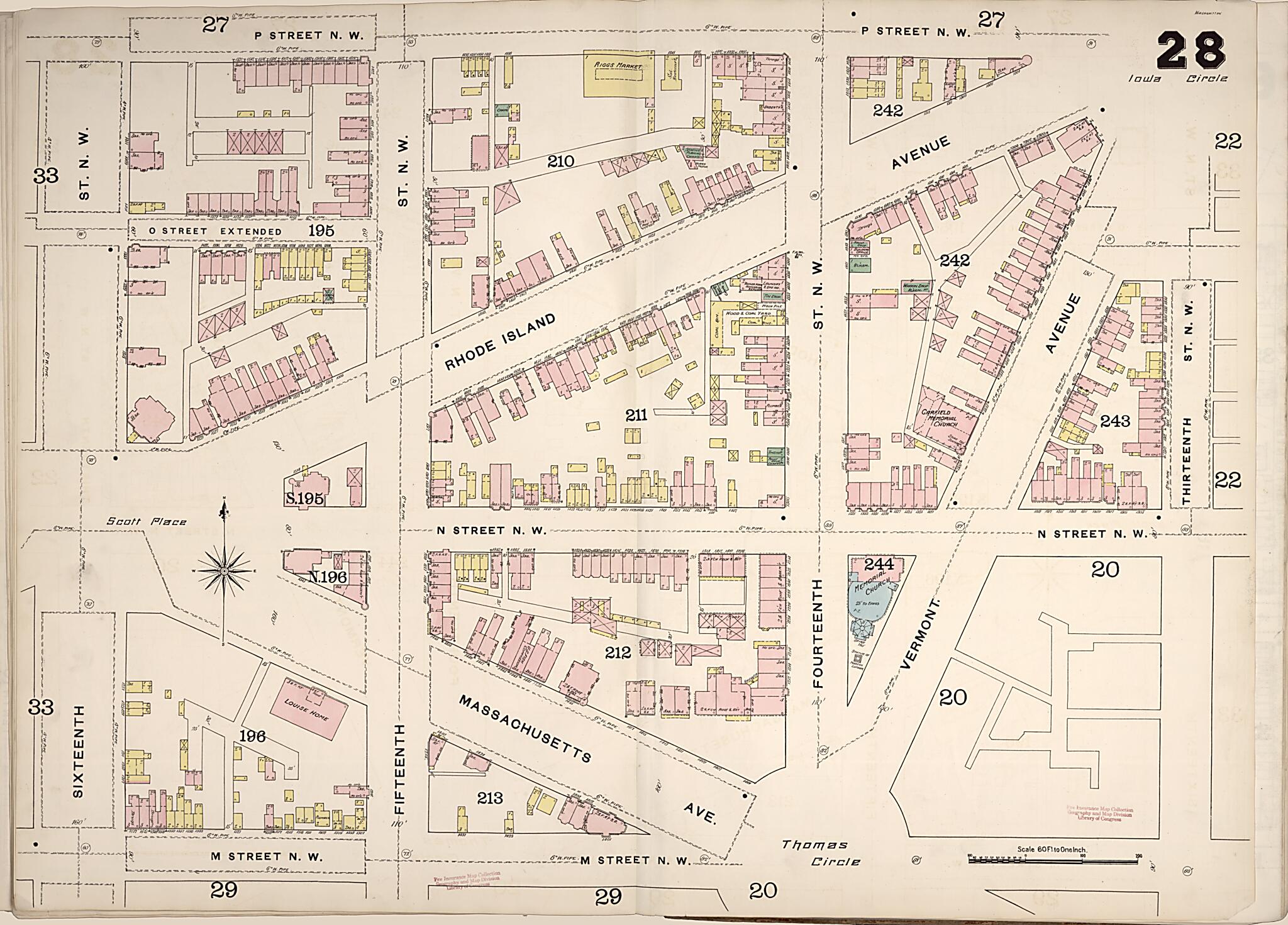 This old map of Washington D.C. was created by Sanborn Map Company in 1888