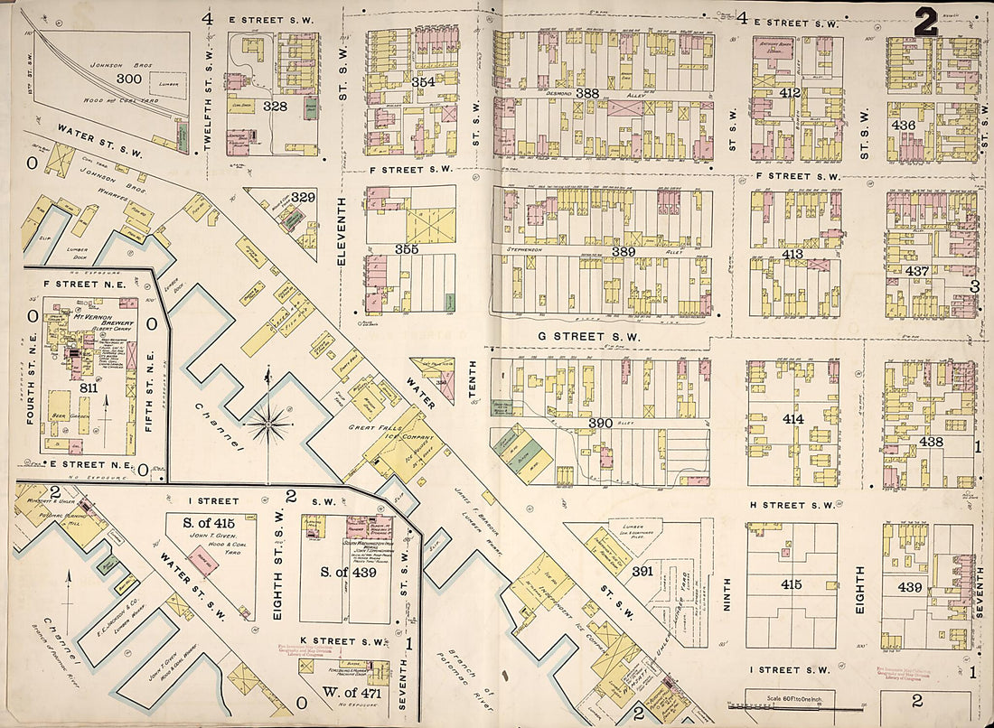 This old map of Washington D.C. was created by Sanborn Map Company in 1888