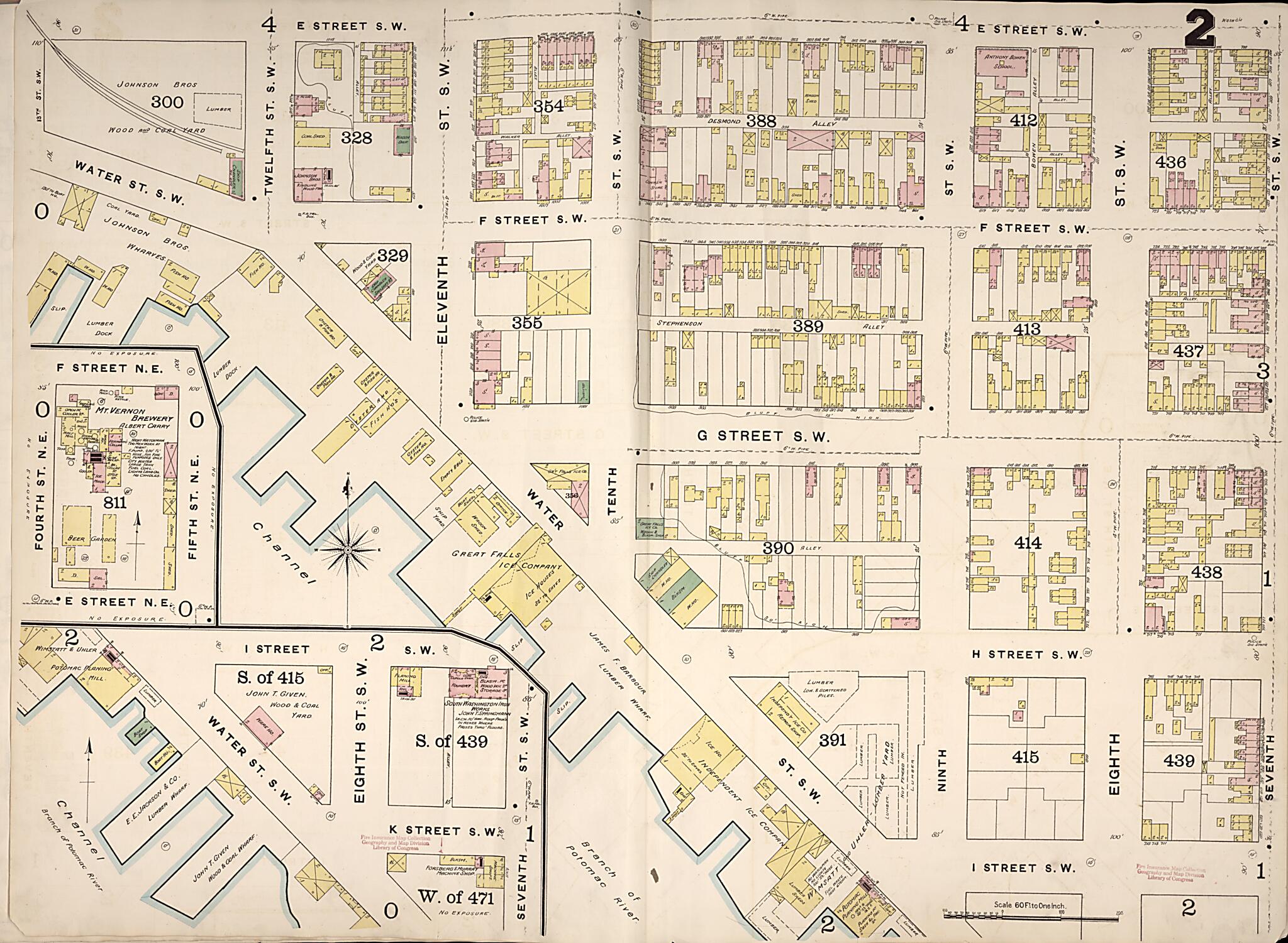 This old map of Washington D.C. was created by Sanborn Map Company in 1888